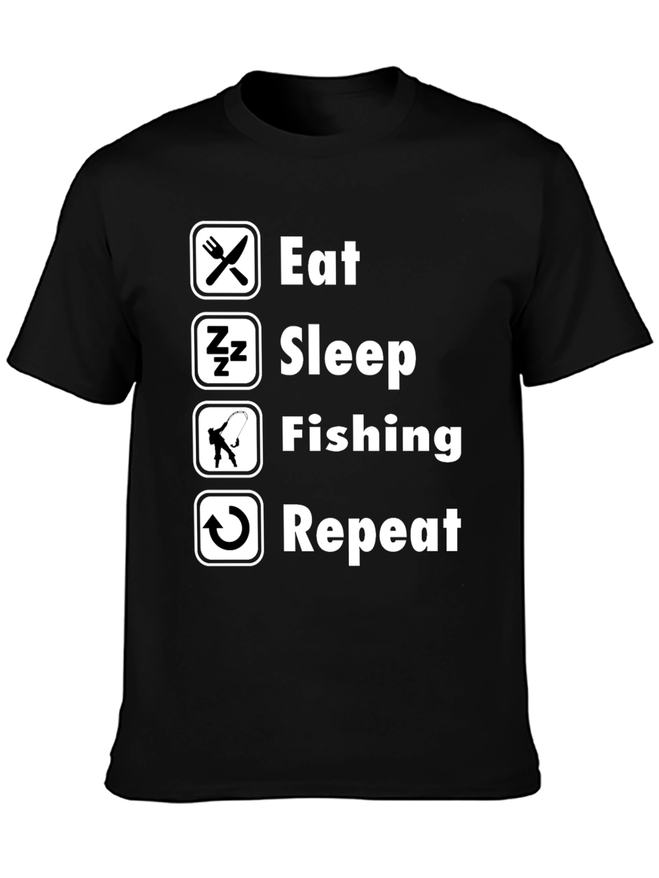 Eat Sleep Fishing Repeat Mens Black T-Shirt