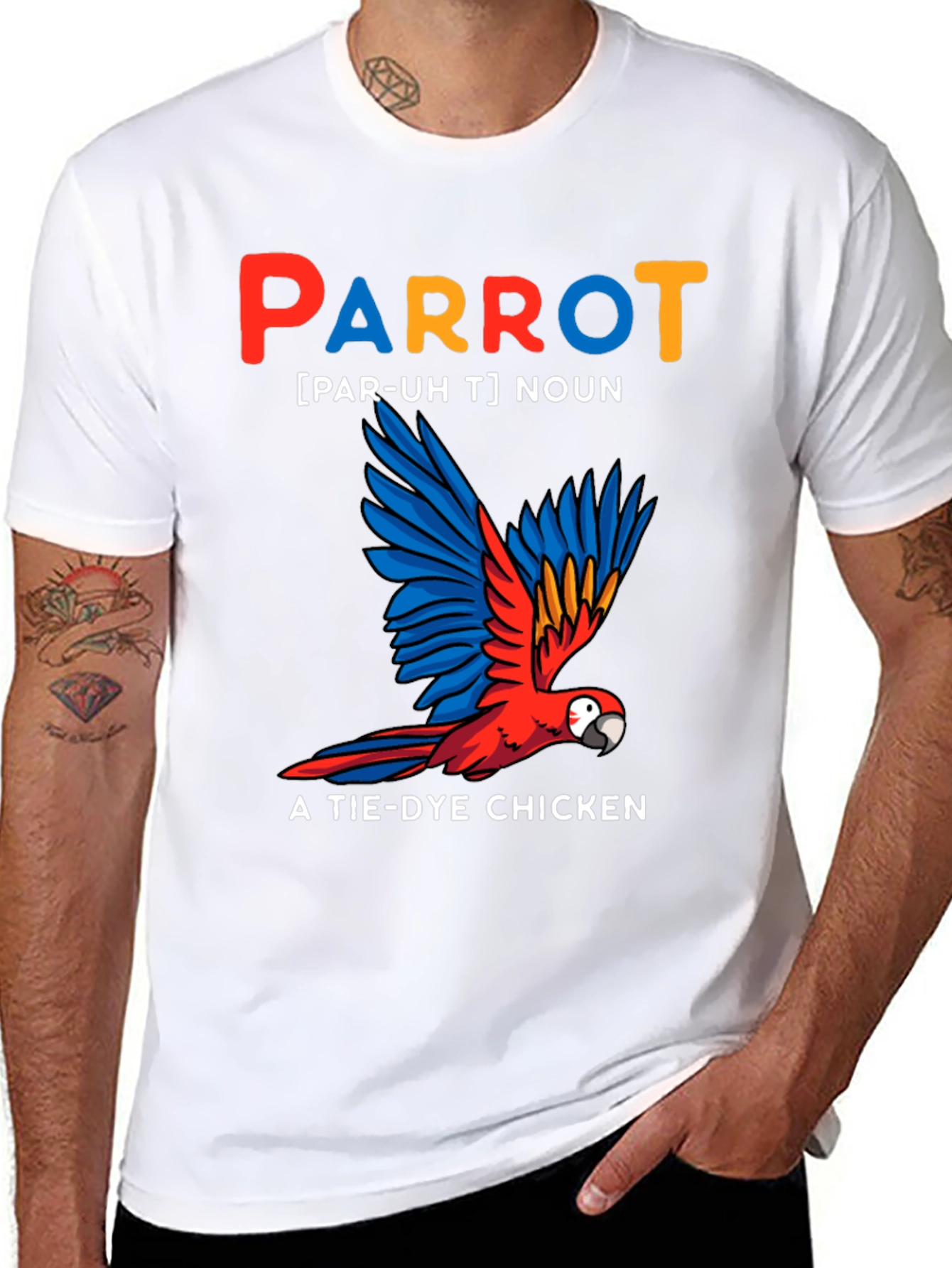 Parrot Tie-Dye Chicken Graphic Tee