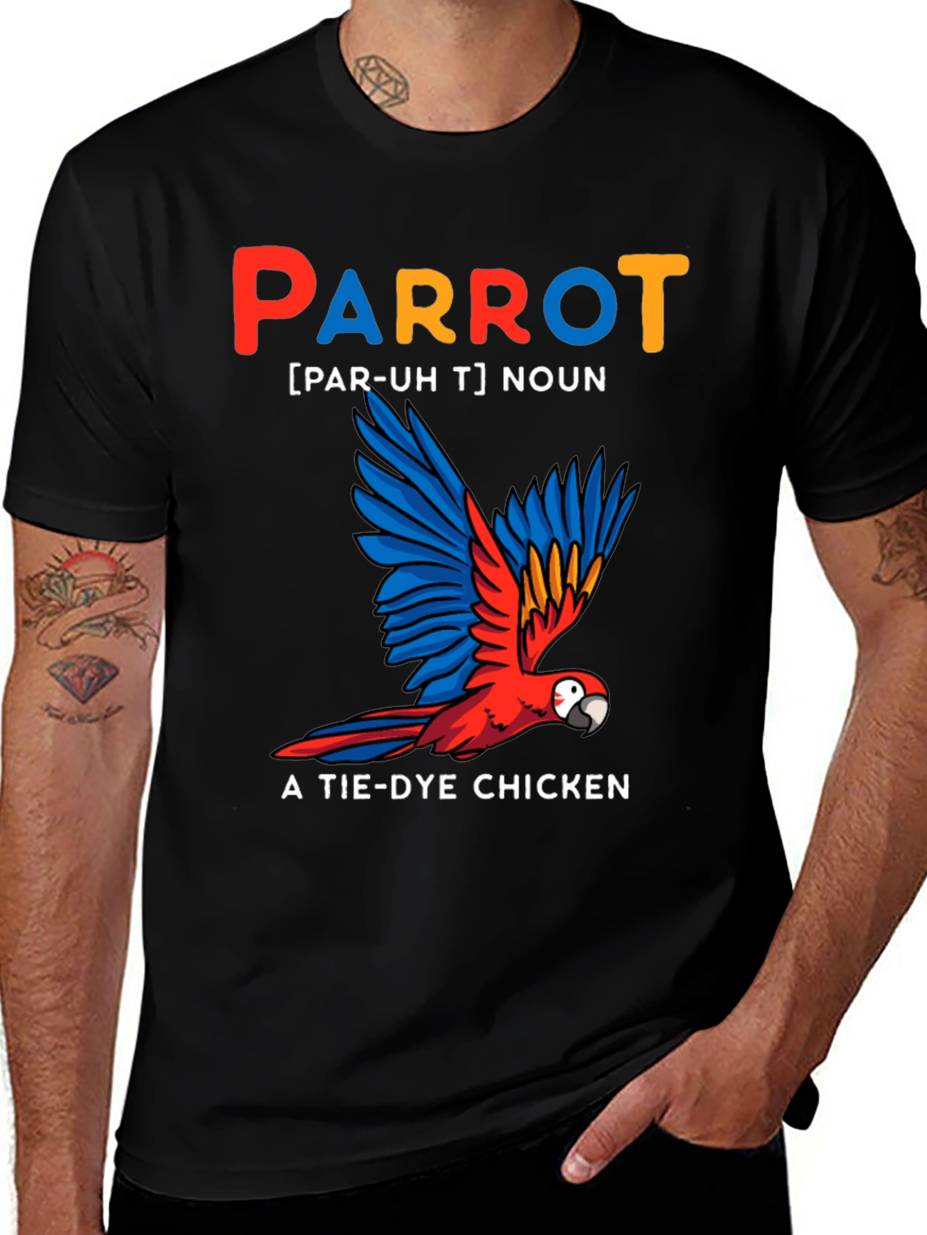 Parrot Tie-Dye Chicken Graphic Tee