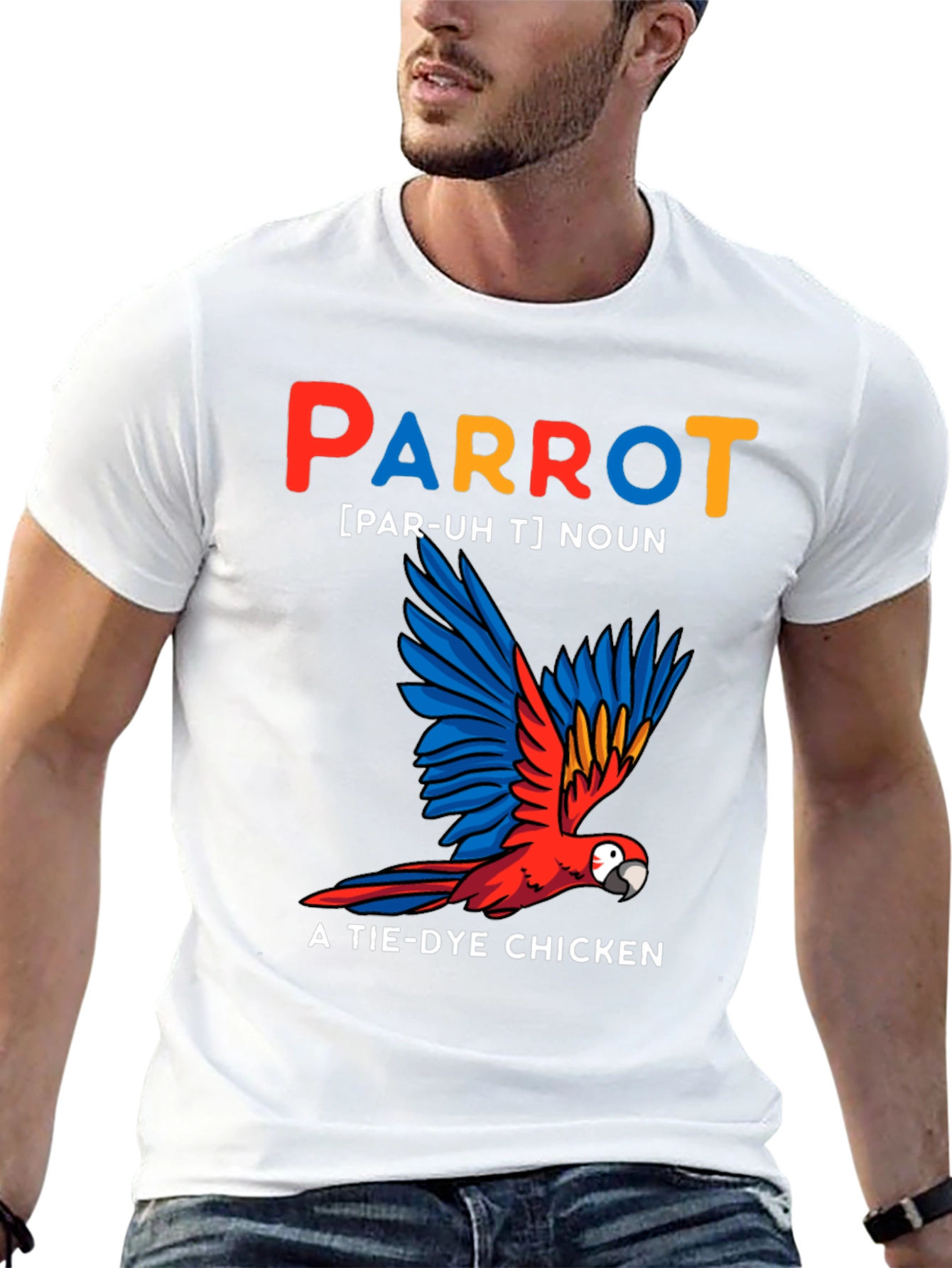 Parrot Tie-Dye Chicken Graphic Tee