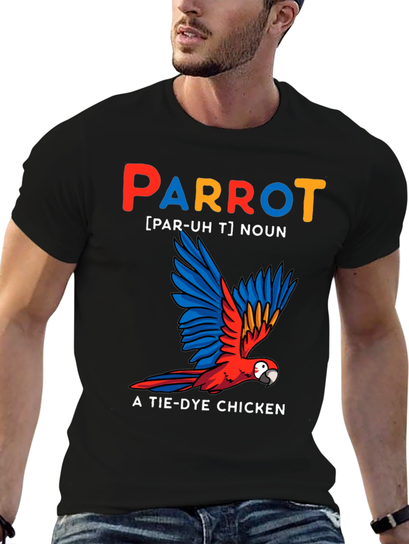 Parrot Tie-Dye Chicken Graphic Tee