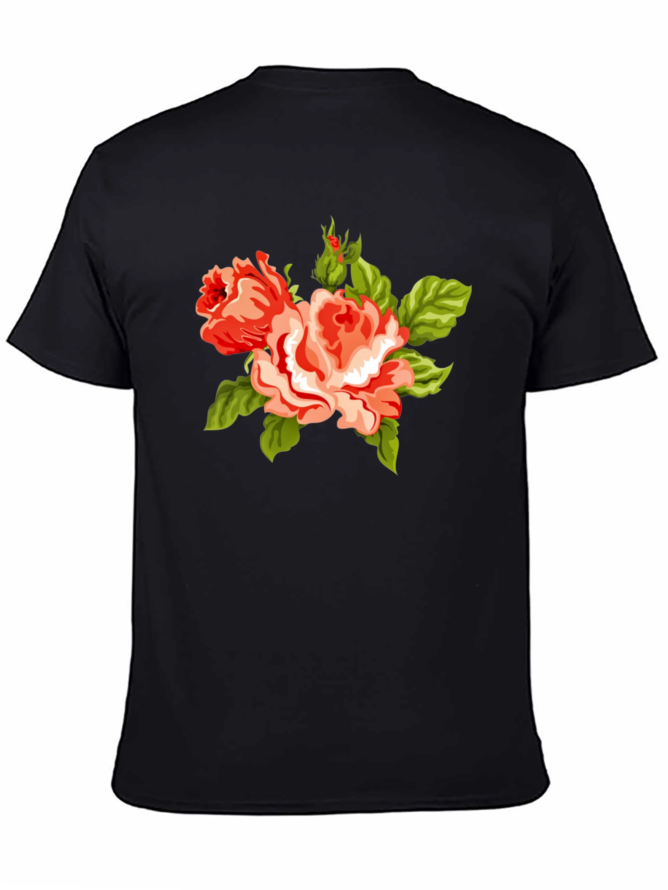 Floral Roses Graphic Black Tee