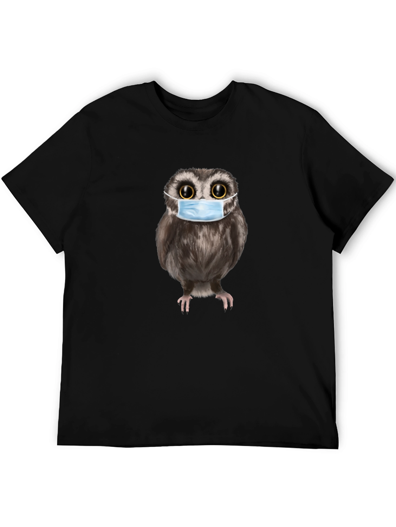 Owl With Mask Black T-Shirt