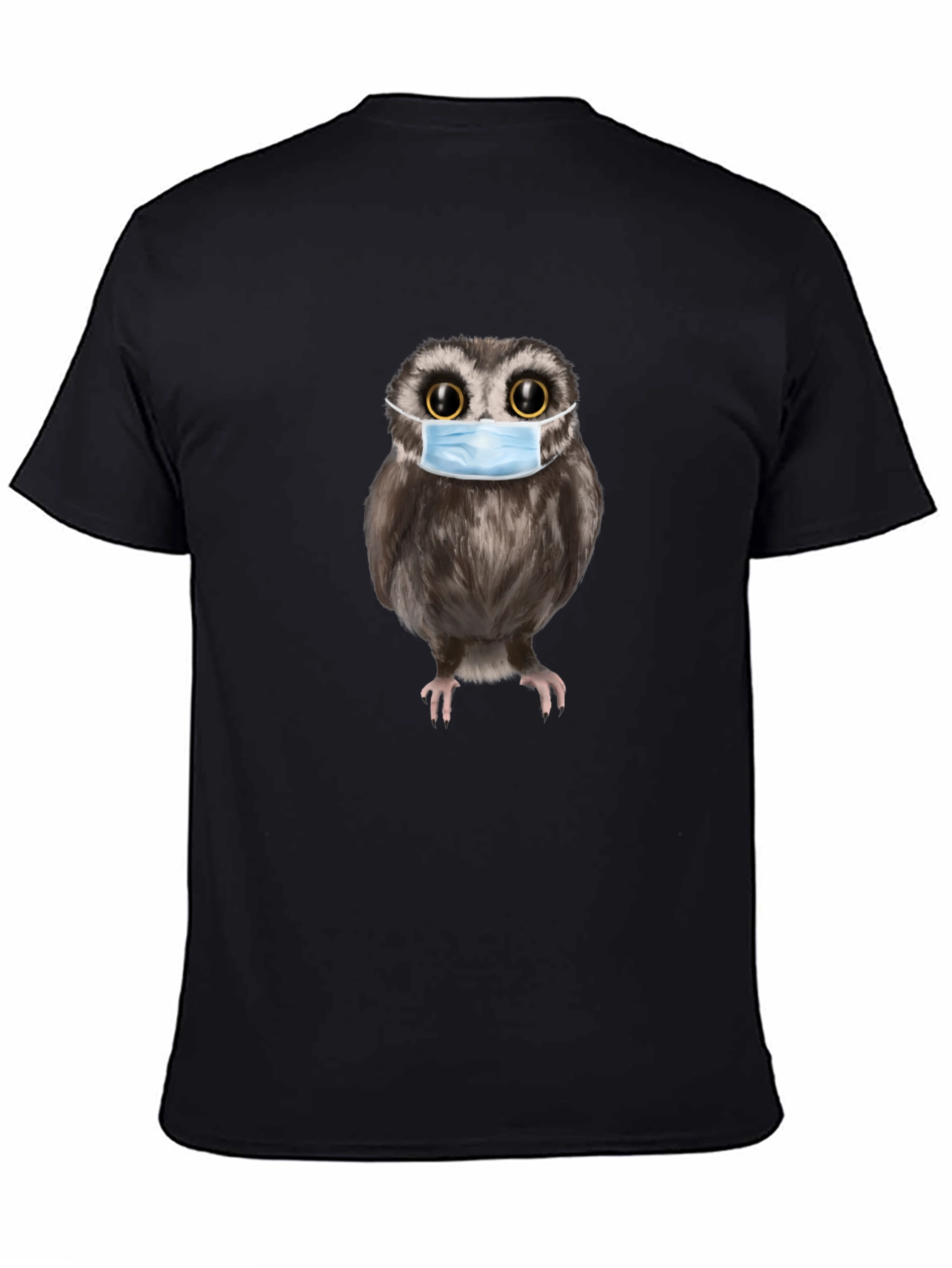Owl With Mask Black T-Shirt