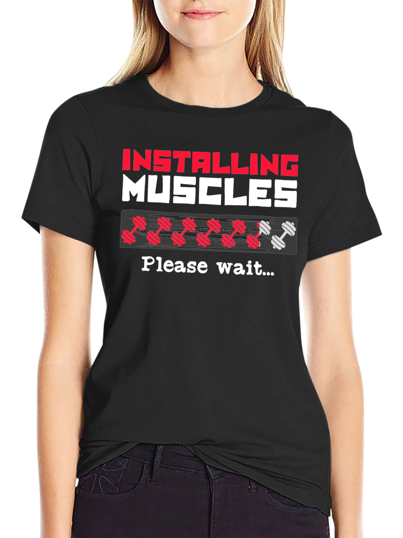 Installing Muscles T-Shirt Gym Workout Tee