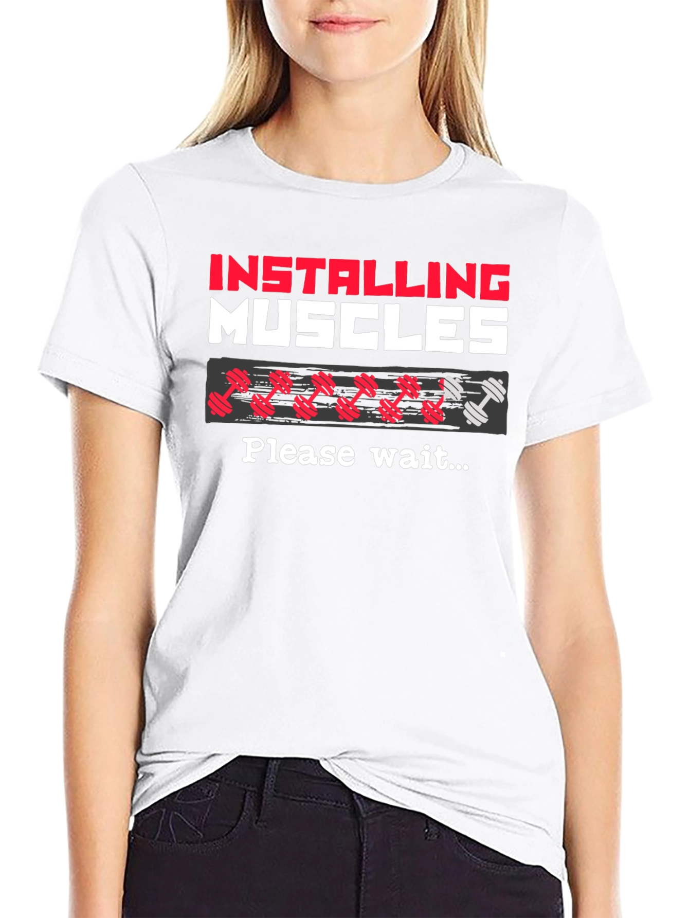 Installing Muscles T-Shirt Gym Workout Tee
