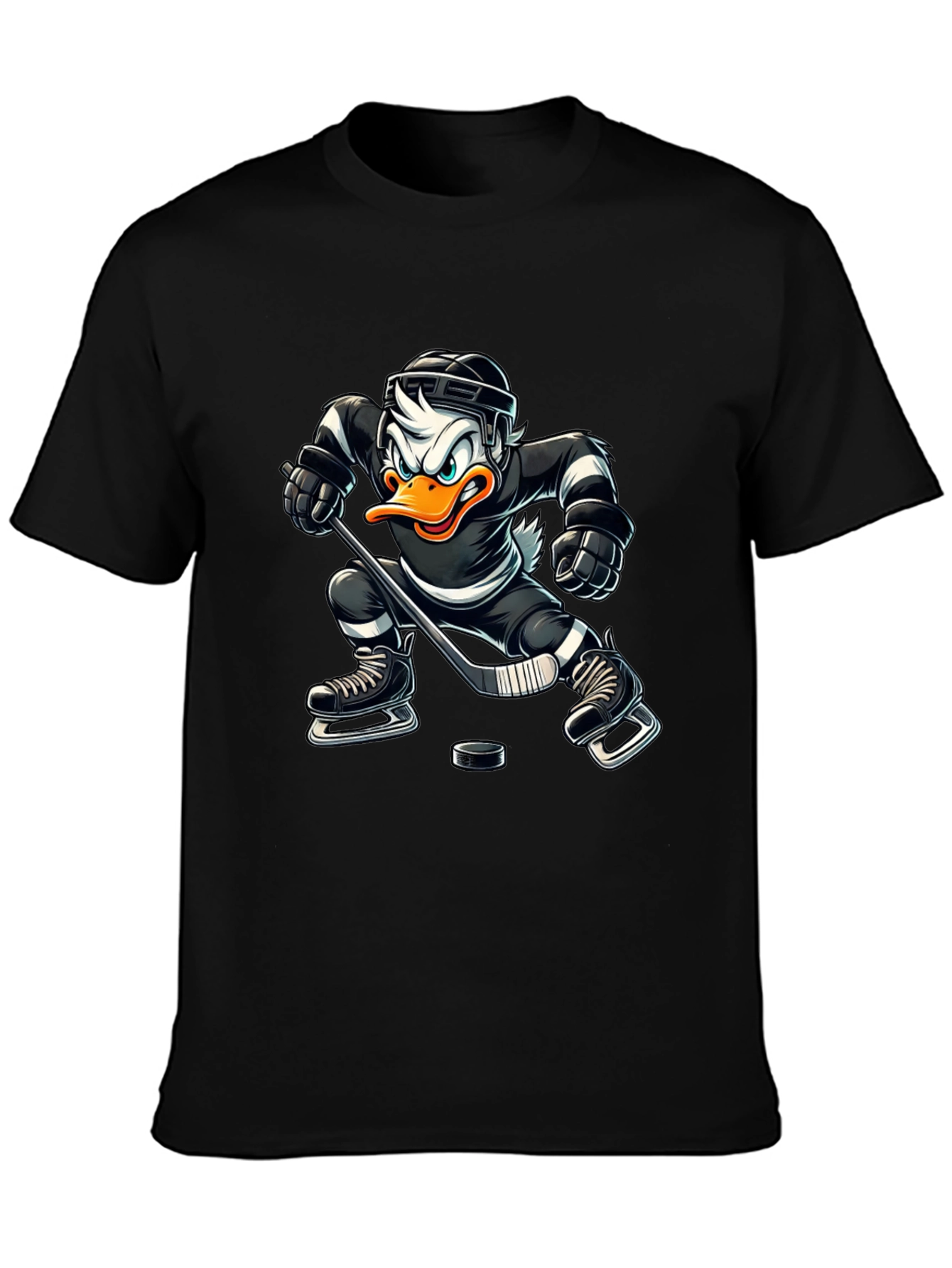 Hockey Duck T-Shirt - Black Cotton Tee