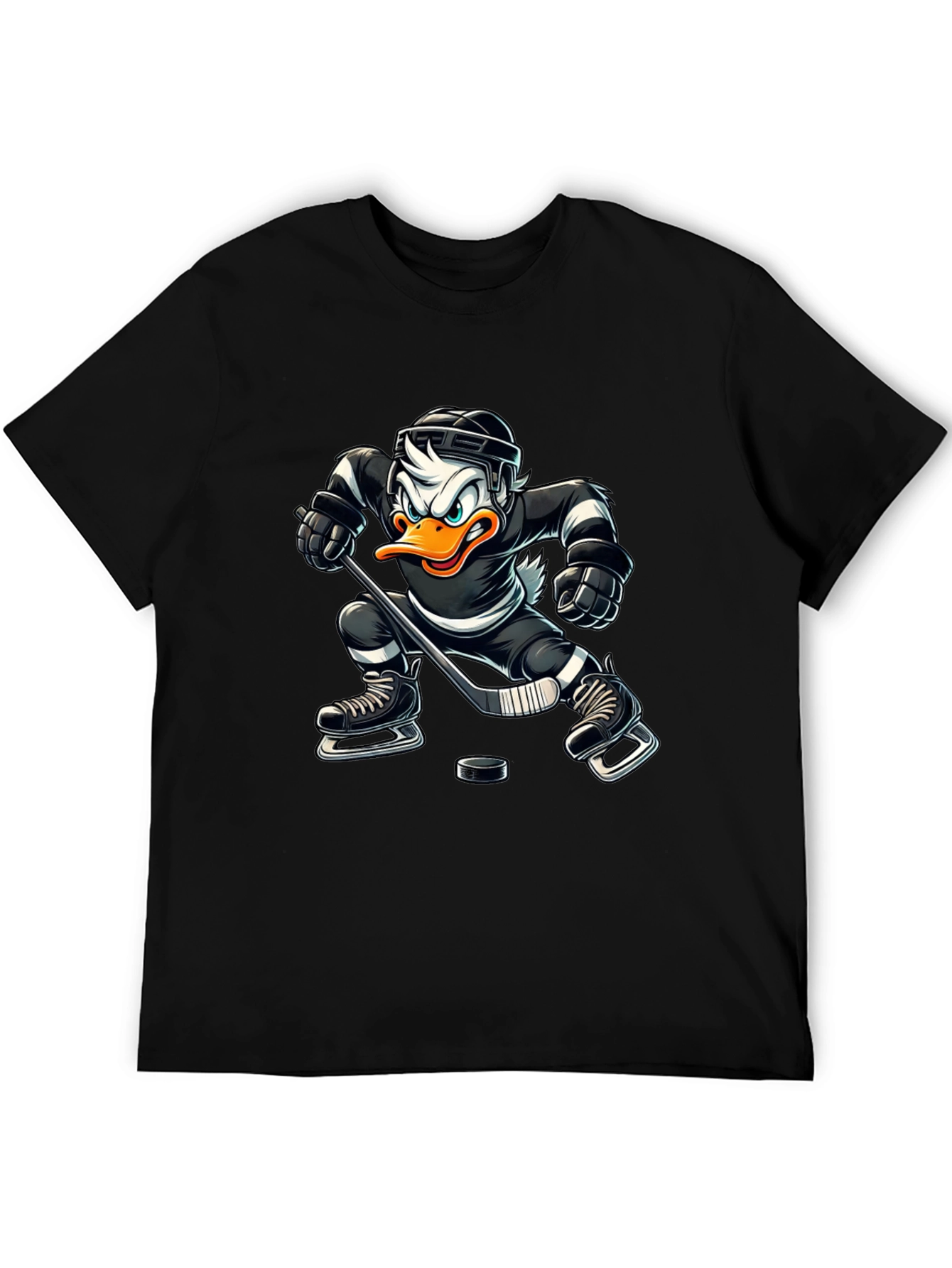 Hockey Duck T-Shirt - Black Cotton Tee