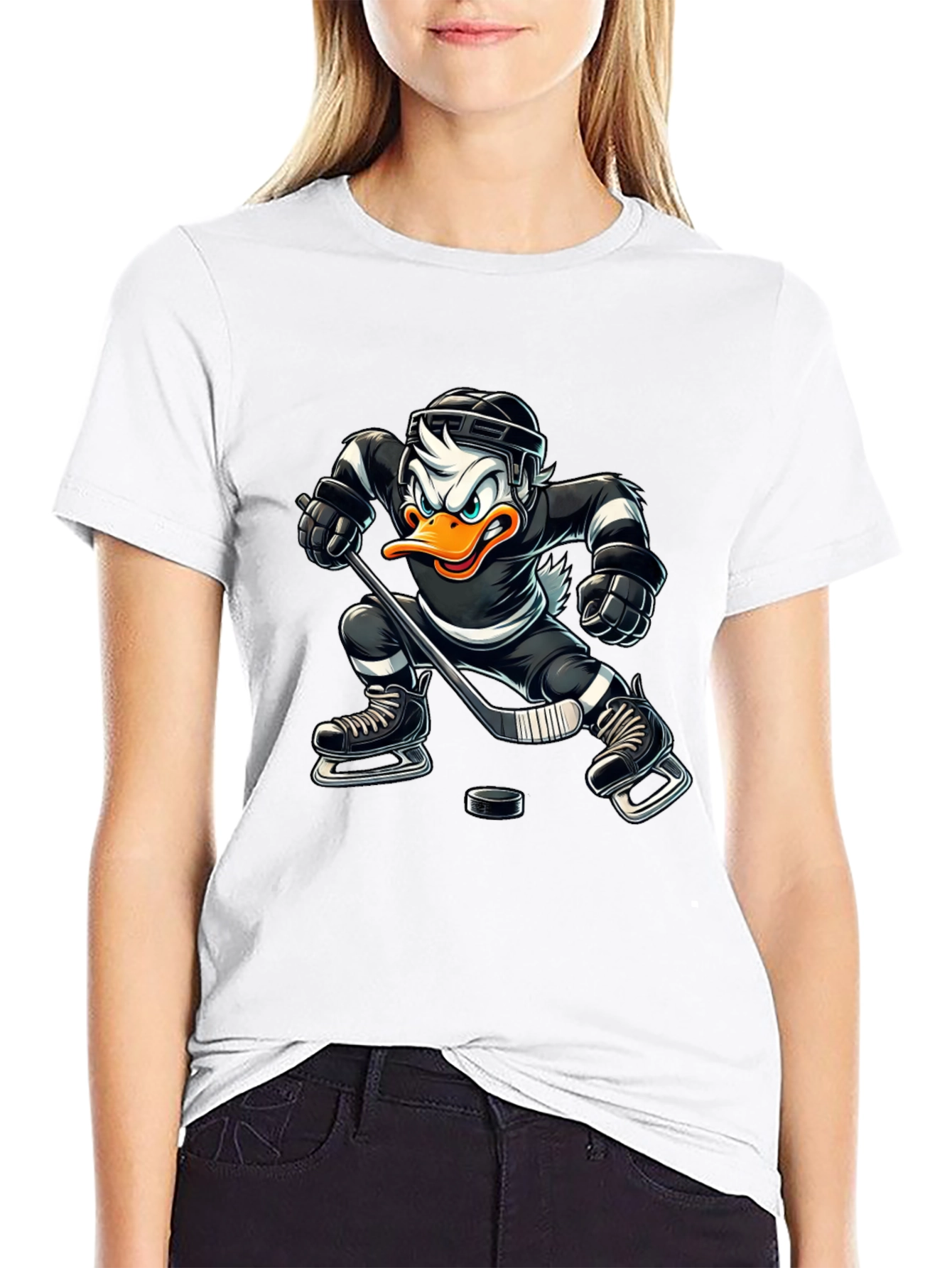 Hockey Duck T-Shirt - Black Cotton Tee