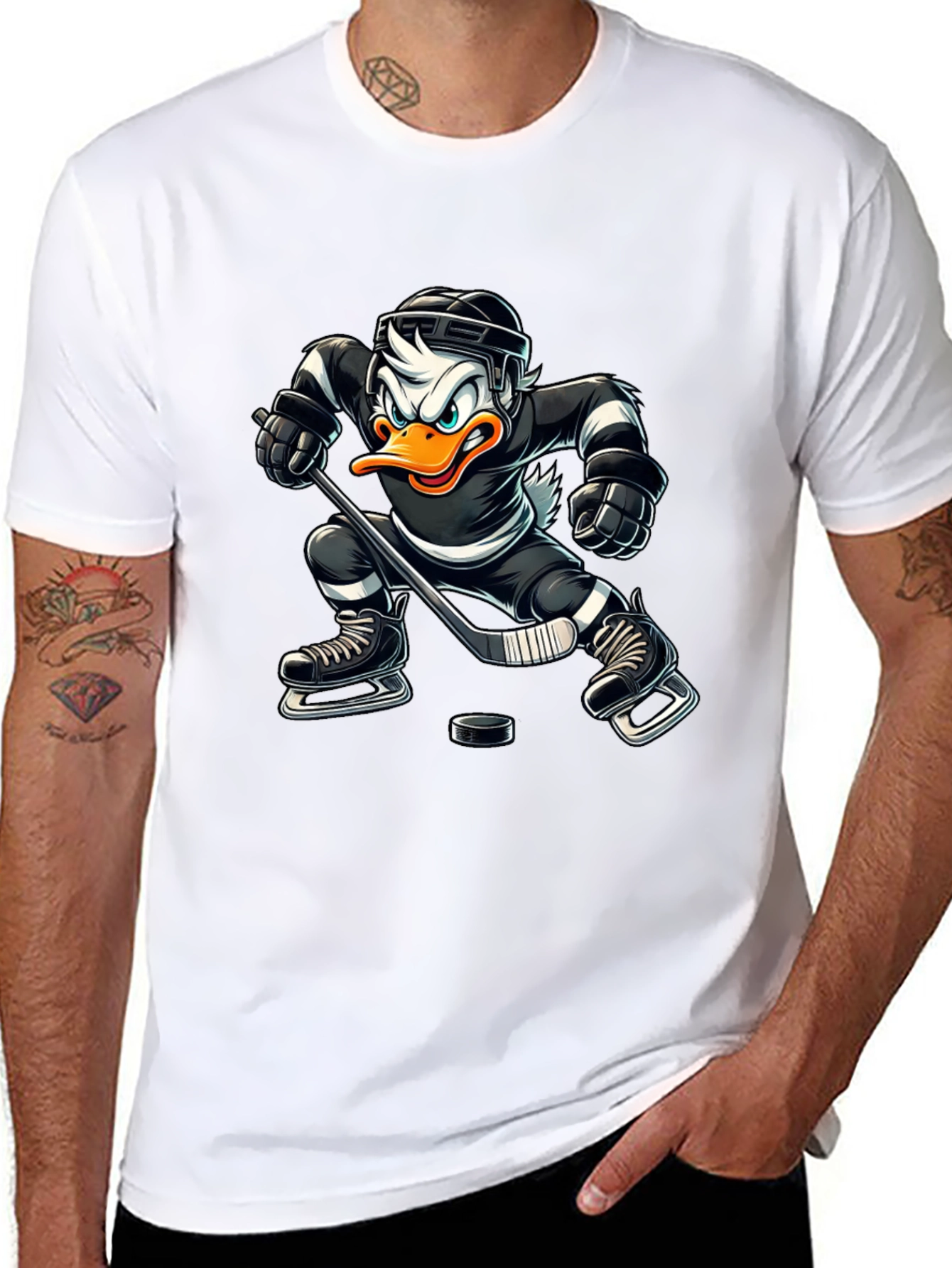 Hockey Duck T-Shirt - Black Cotton Tee