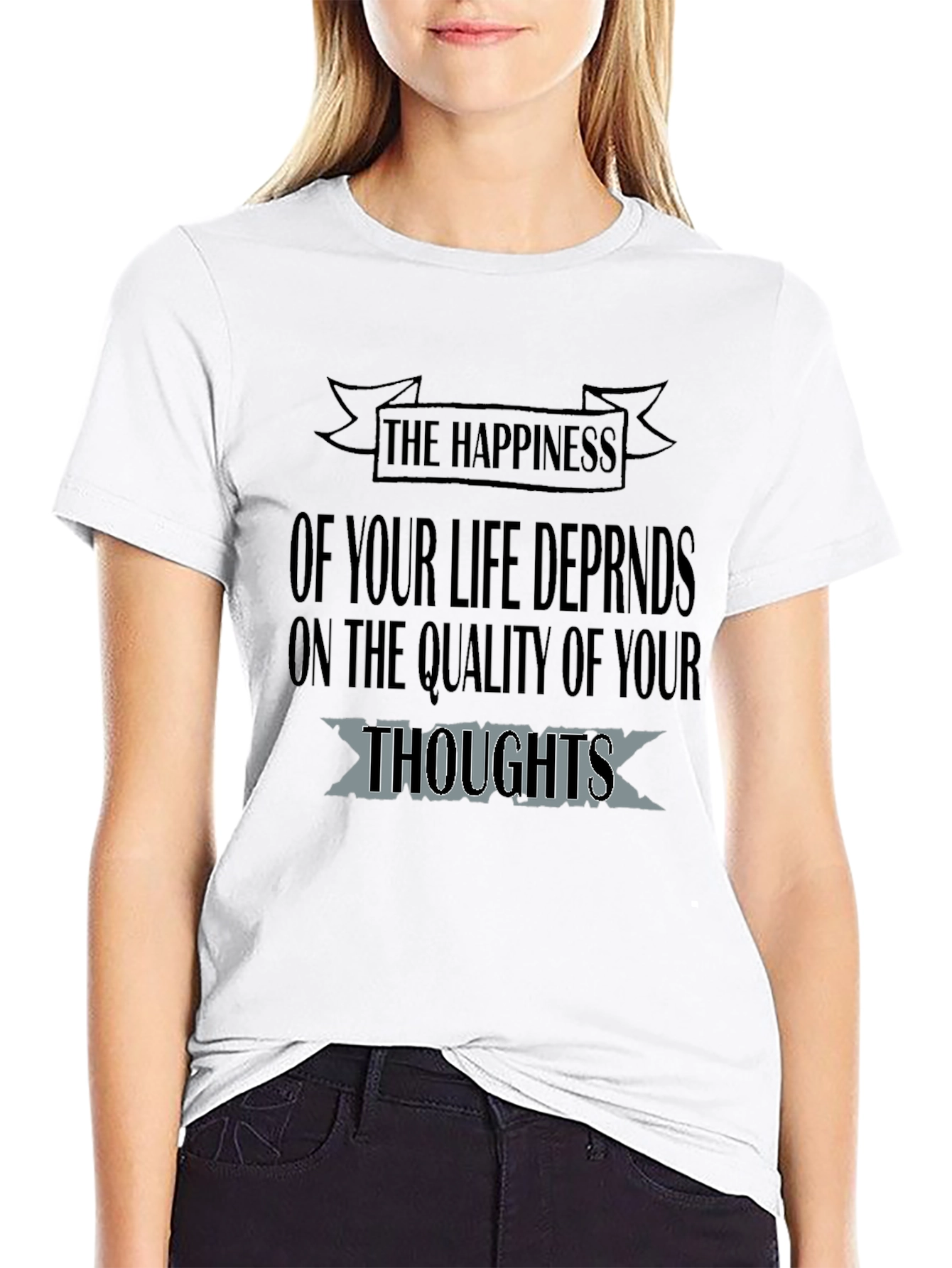 Inspirational Happiness Quote T-Shirt - Black