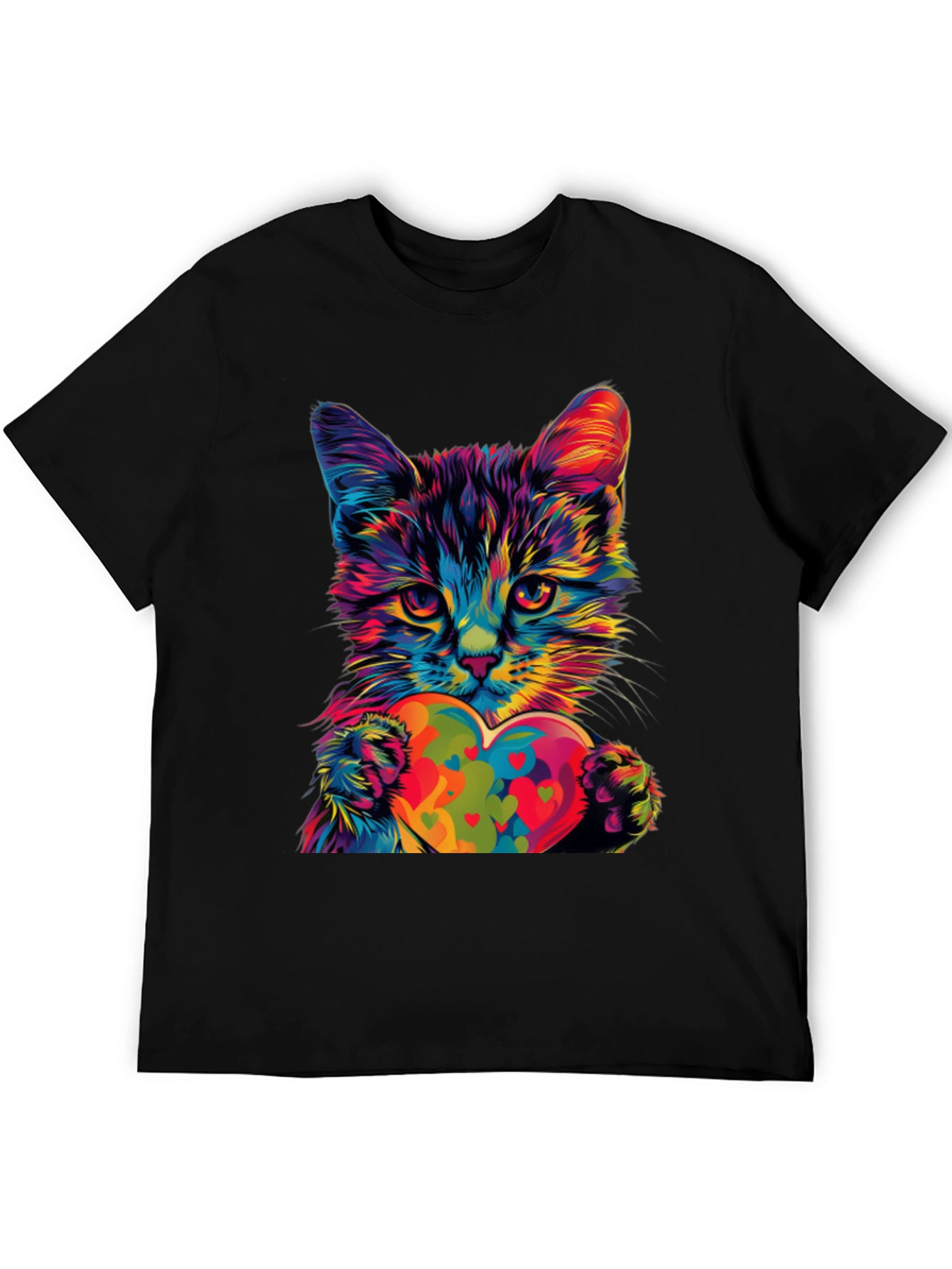 Colorful Cat Heart T-Shirt