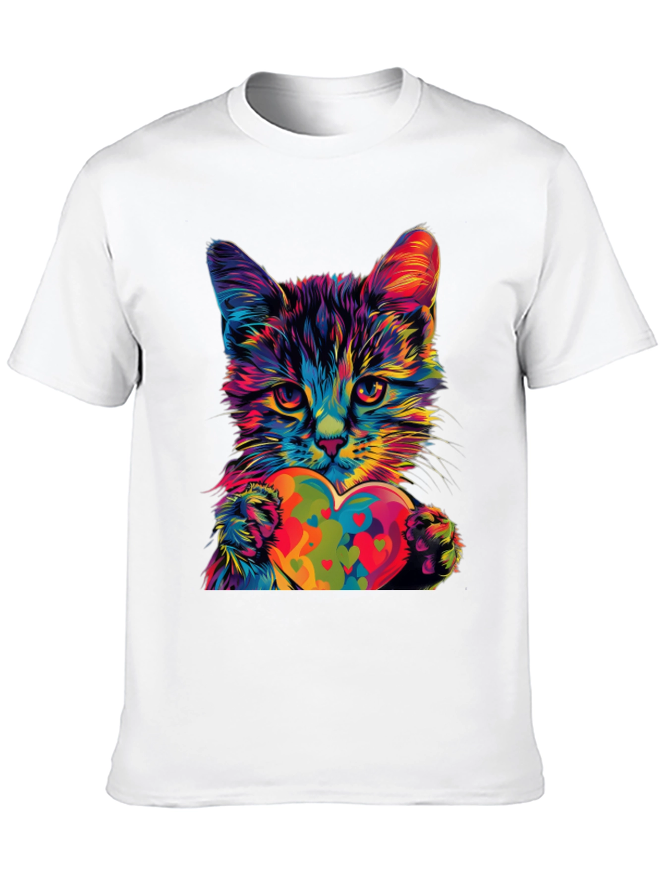 Colorful Cat Heart T-Shirt