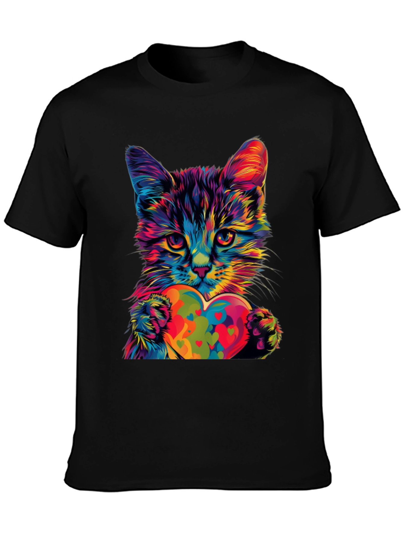 Colorful Cat Heart T-Shirt