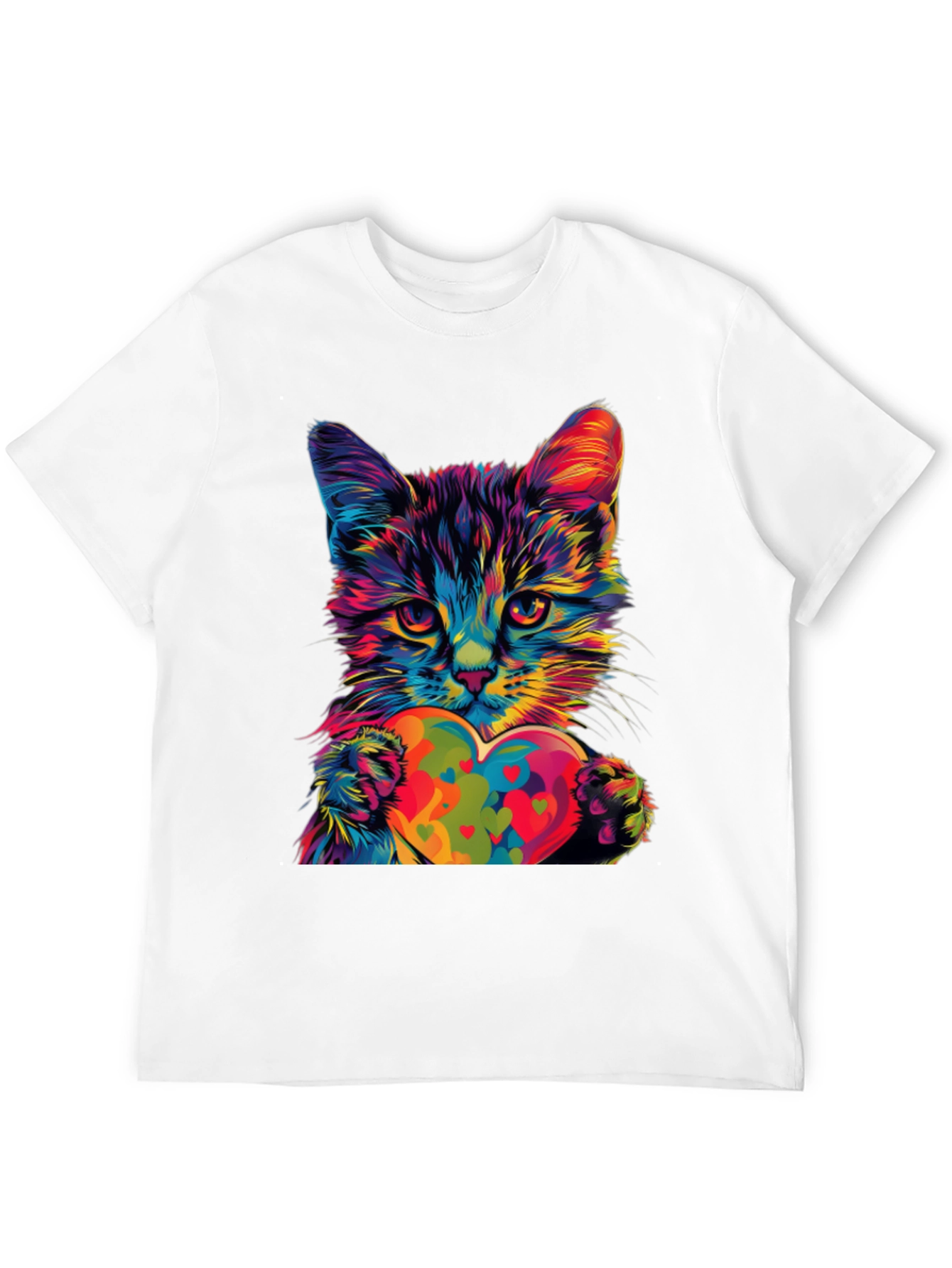 Colorful Cat Heart T-Shirt