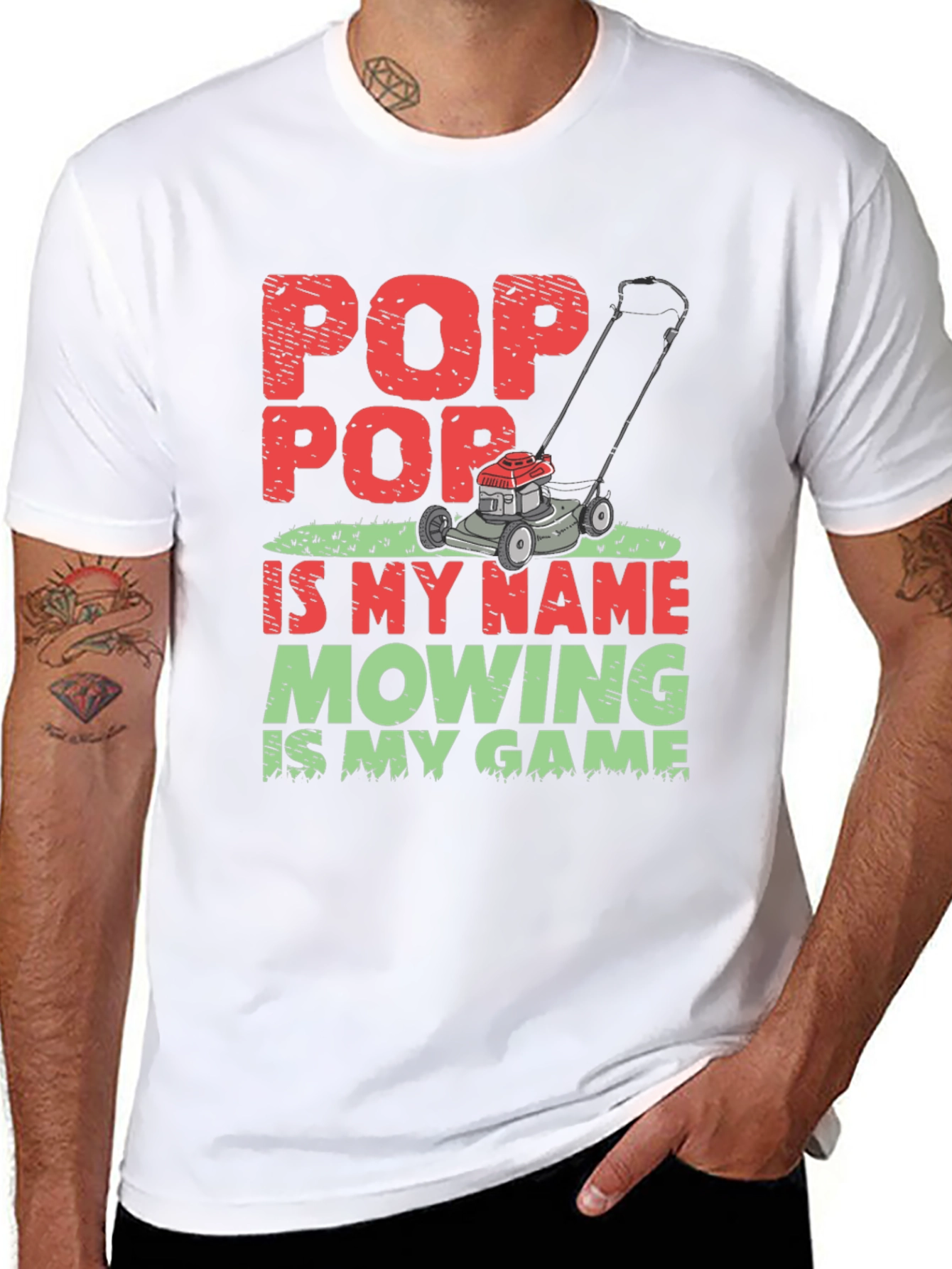 Pop Pop Mowing T-Shirt - Lawn Care Grandfather Tee