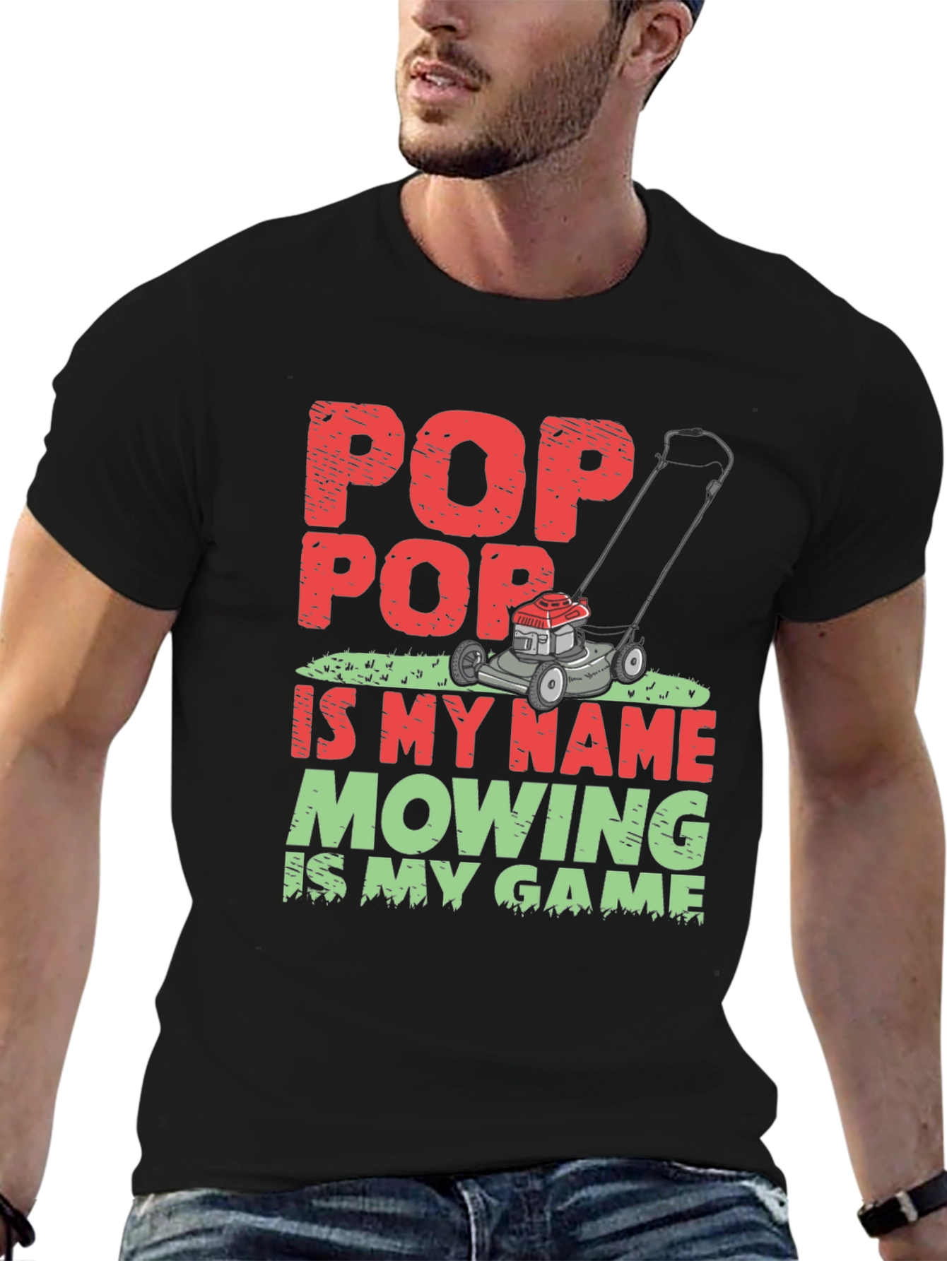 Pop Pop Mowing T-Shirt - Lawn Care Grandfather Tee