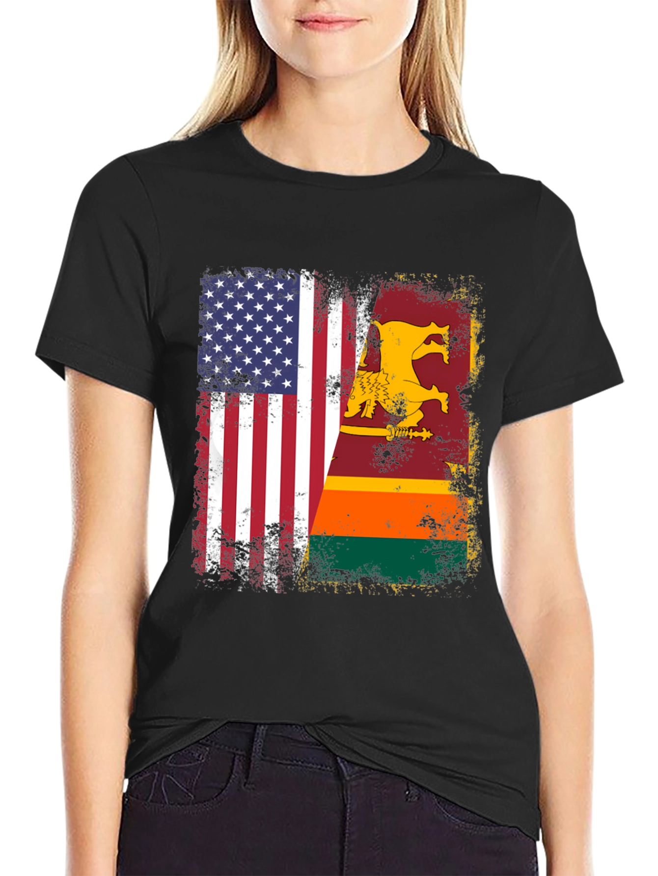 USA Sri Lanka Flag Graphic T-Shirt