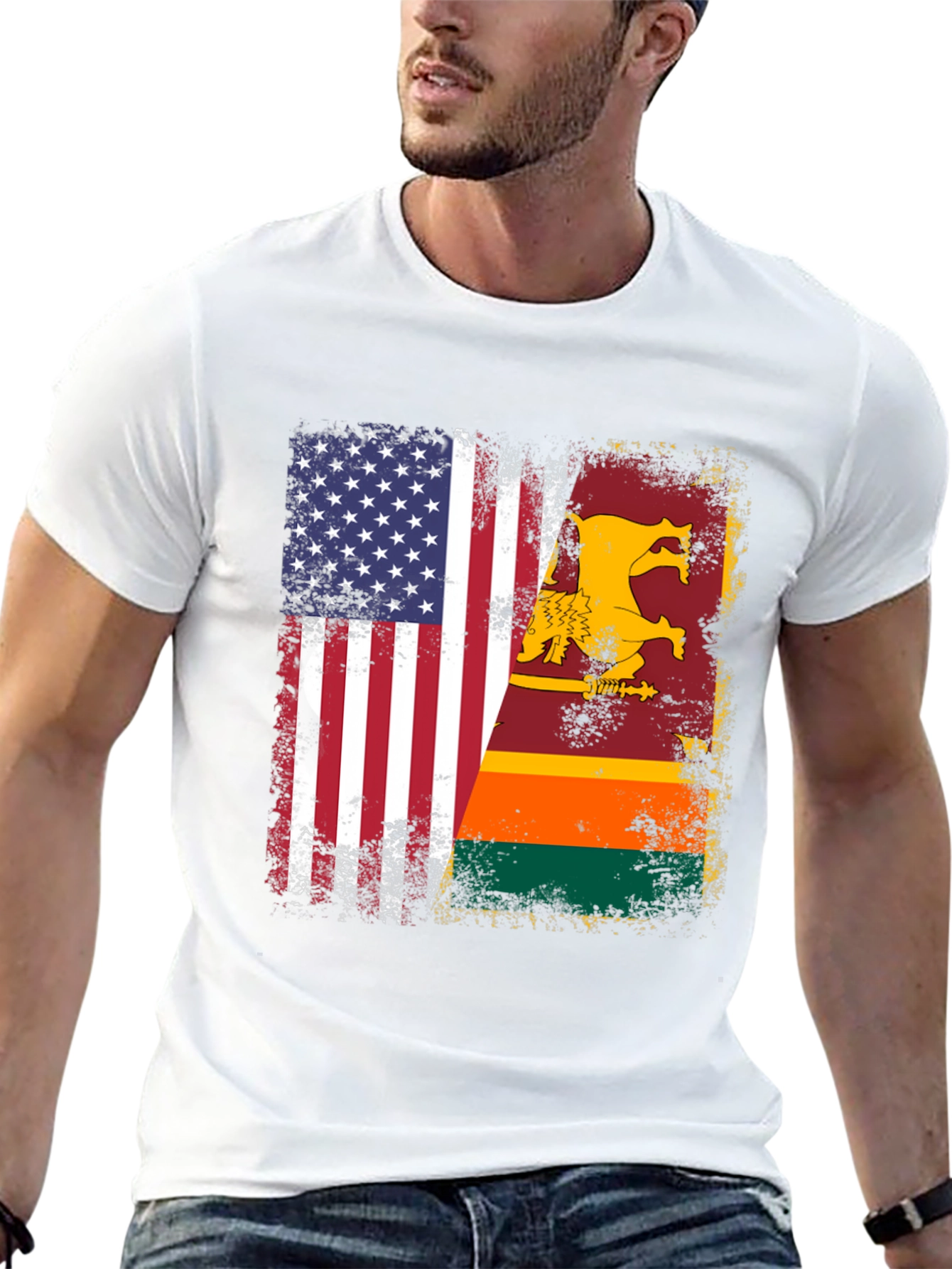 USA Sri Lanka Flag Graphic T-Shirt