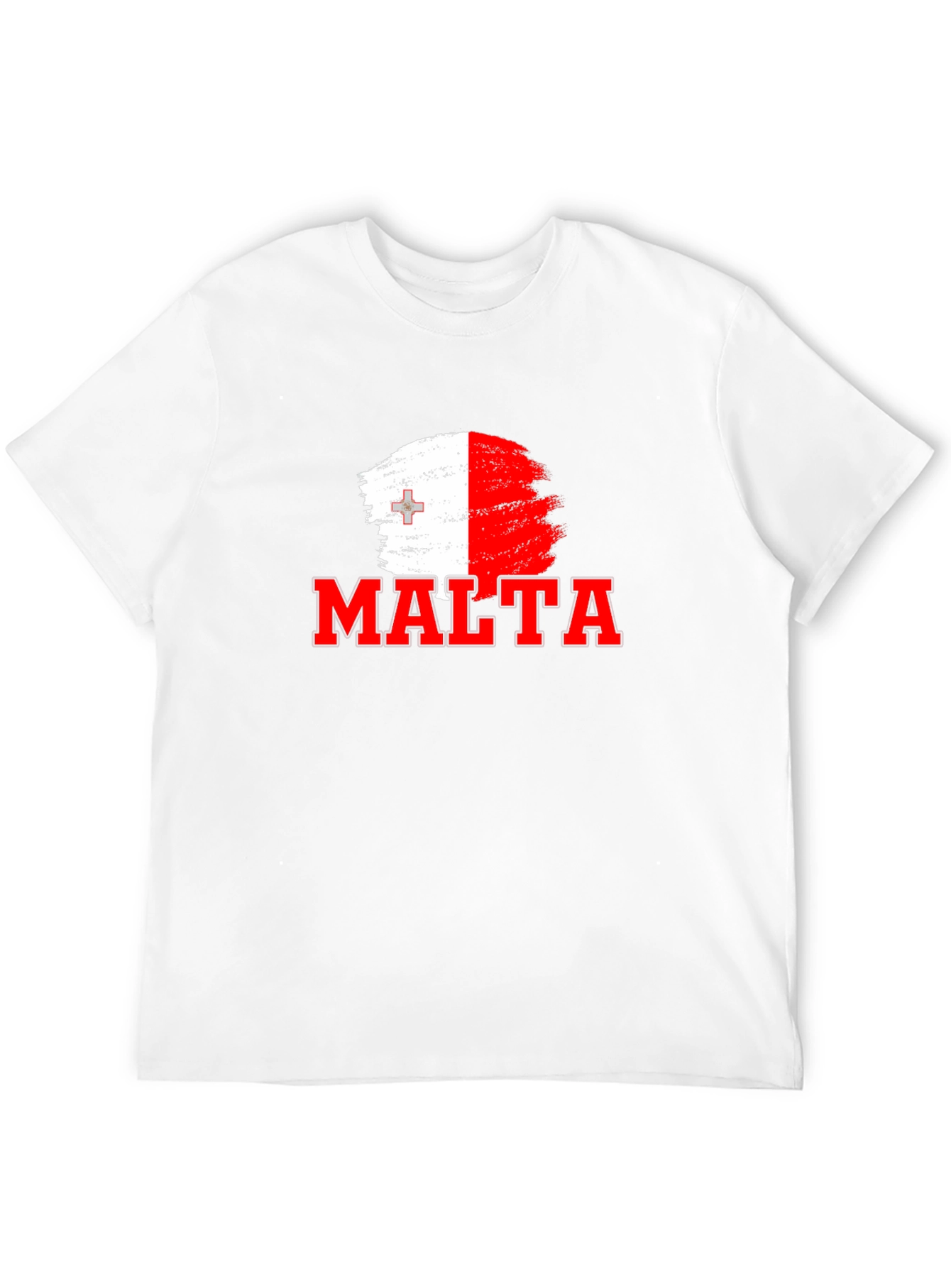 Malta Flag Brushstroke Graphic Black T-Shirt