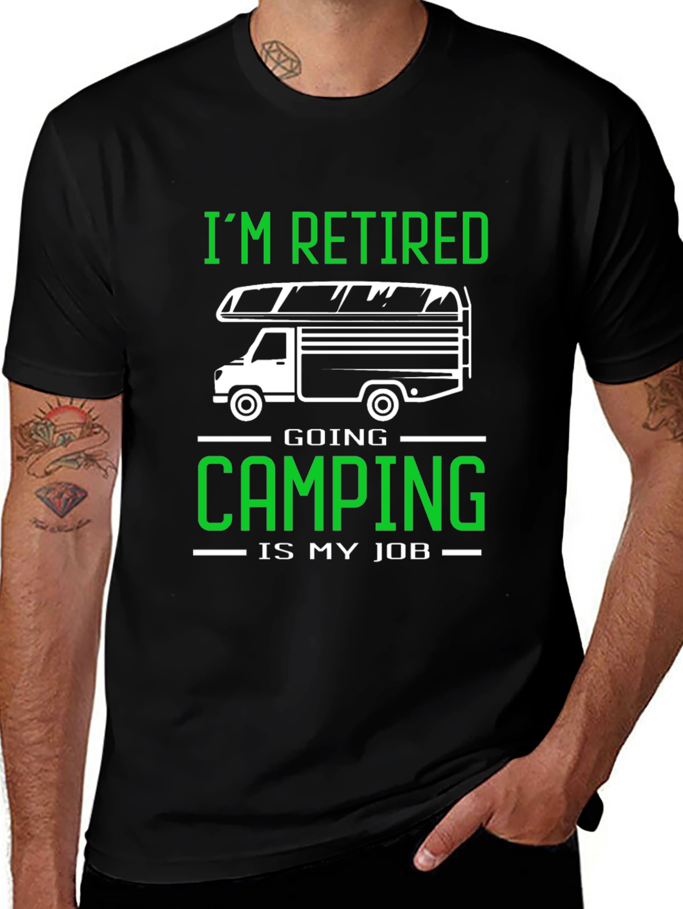 Im Retired Camping T-Shirt - Black Graphic Tee