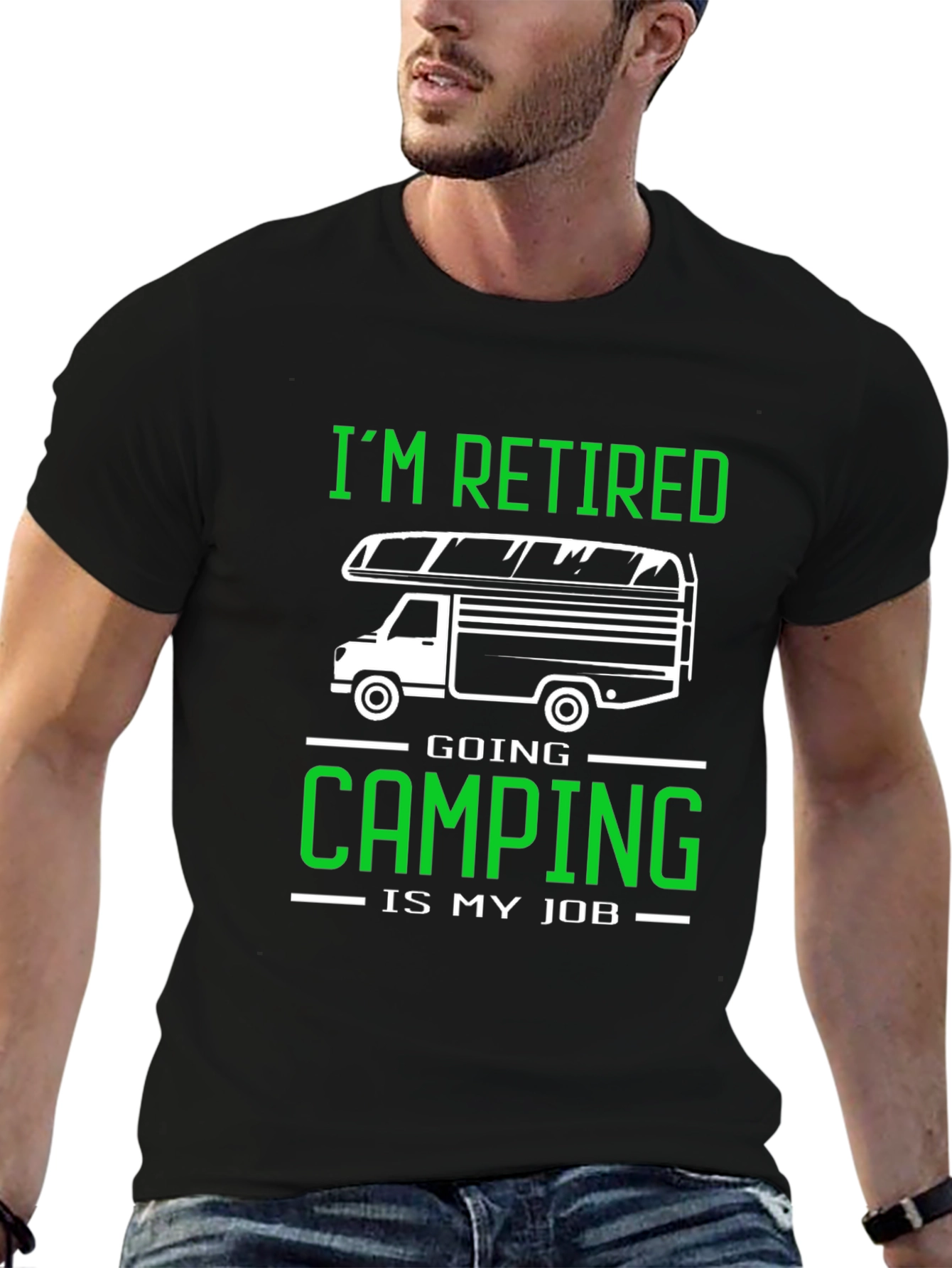 Im Retired Camping T-Shirt - Black Graphic Tee