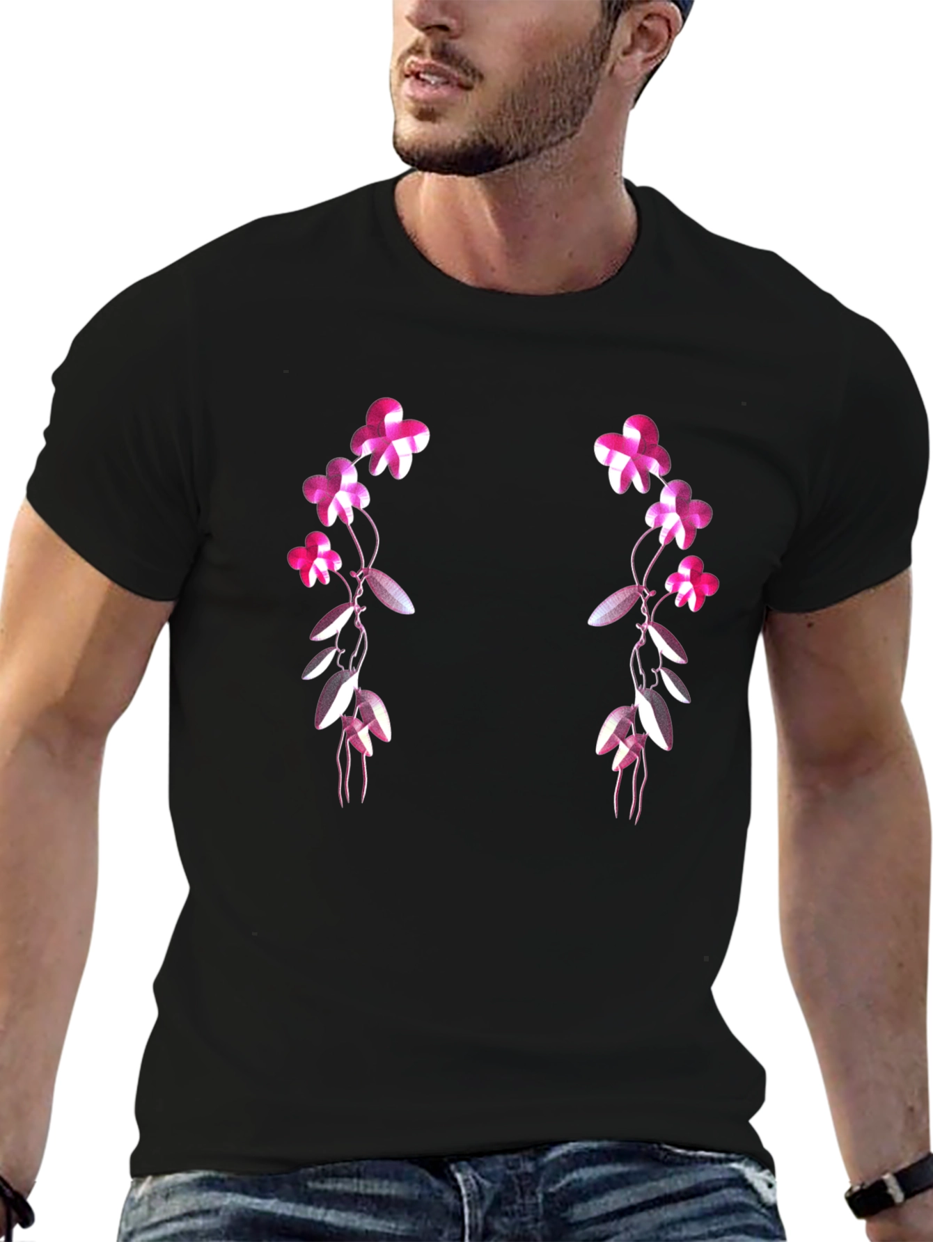 Floral Vines Graphic T-Shirt - Black