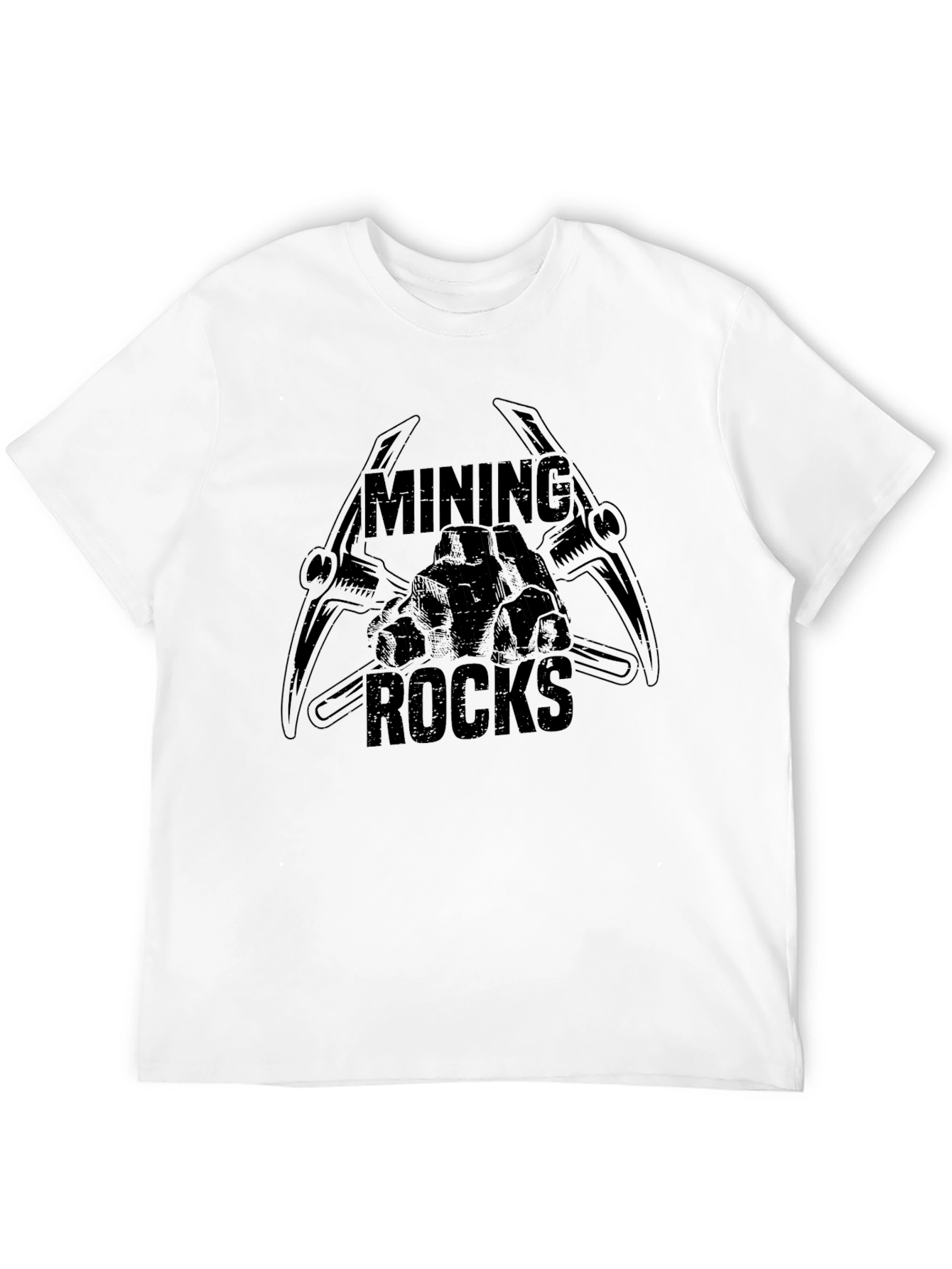 Mining Rocks Graphic Tee - Black Cotton T-Shirt