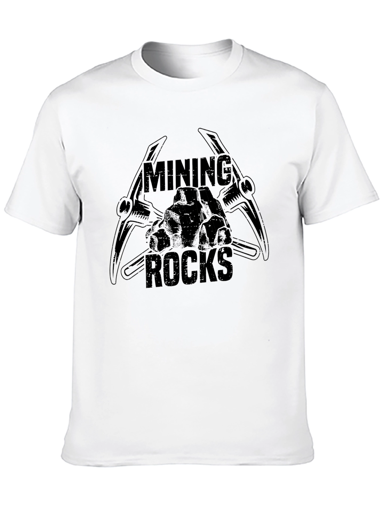 Mining Rocks Graphic Tee - Black Cotton T-Shirt
