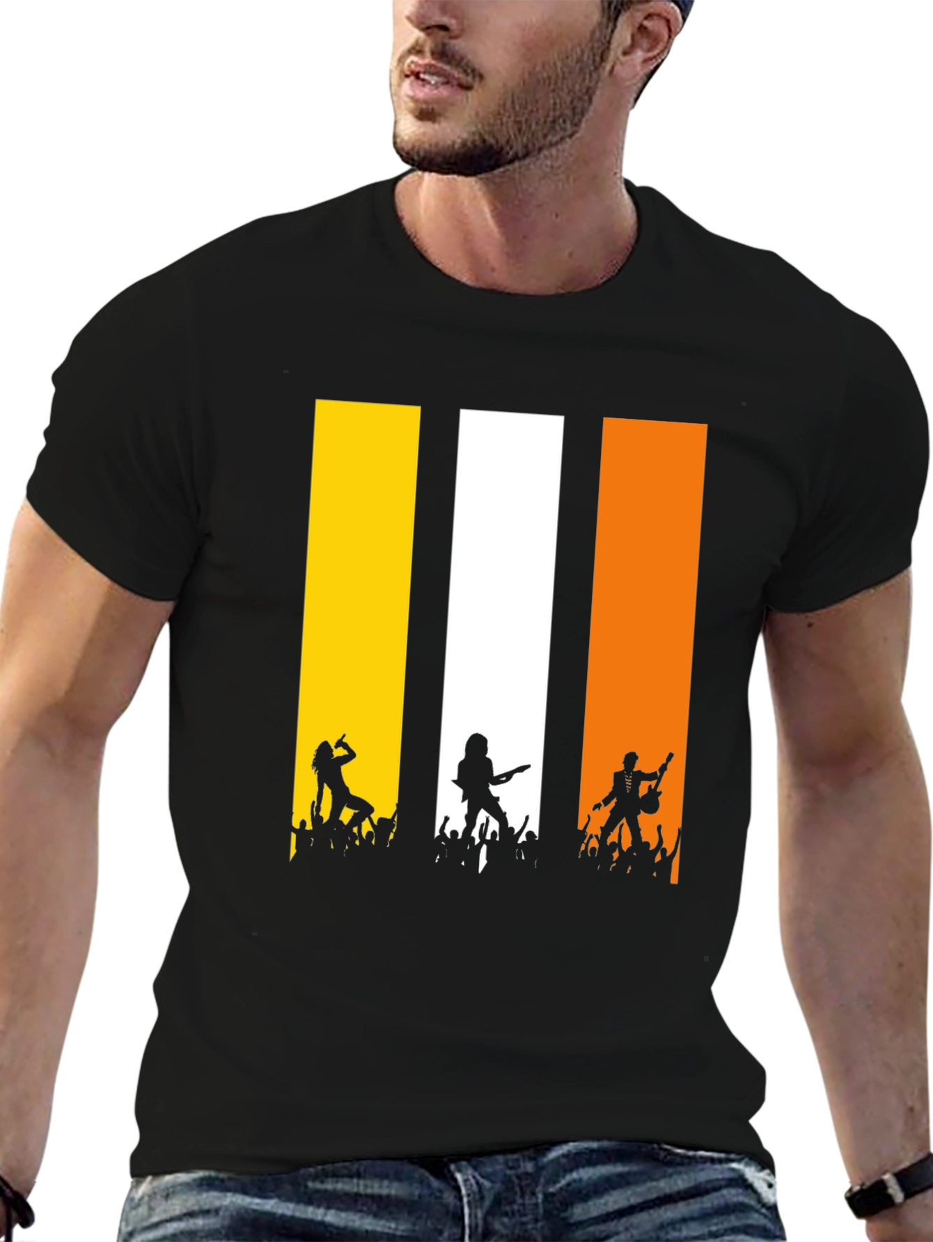 Rock Concert T-Shirt: Vertical Band Design