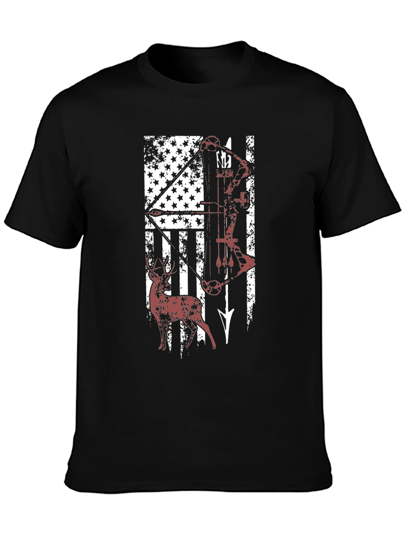 American Flag Deer Hunting Bow T-Shirt
