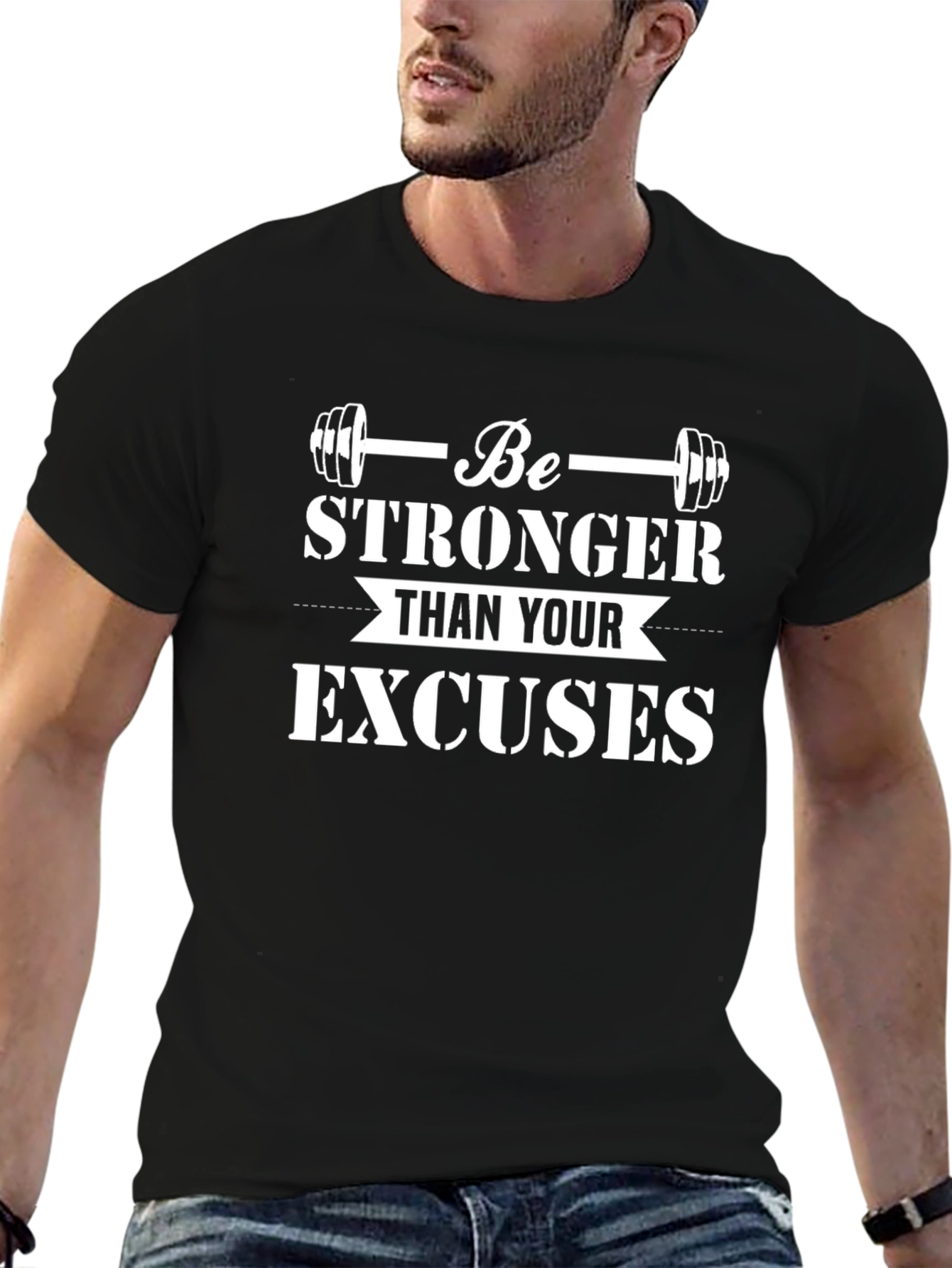 Motivational Workout T-Shirt - Be Stronger Than Excuses