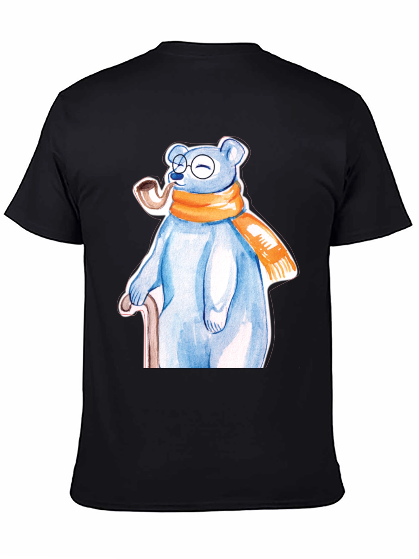 Bear with Pipe Graphic Tee - Unique T-Shirt