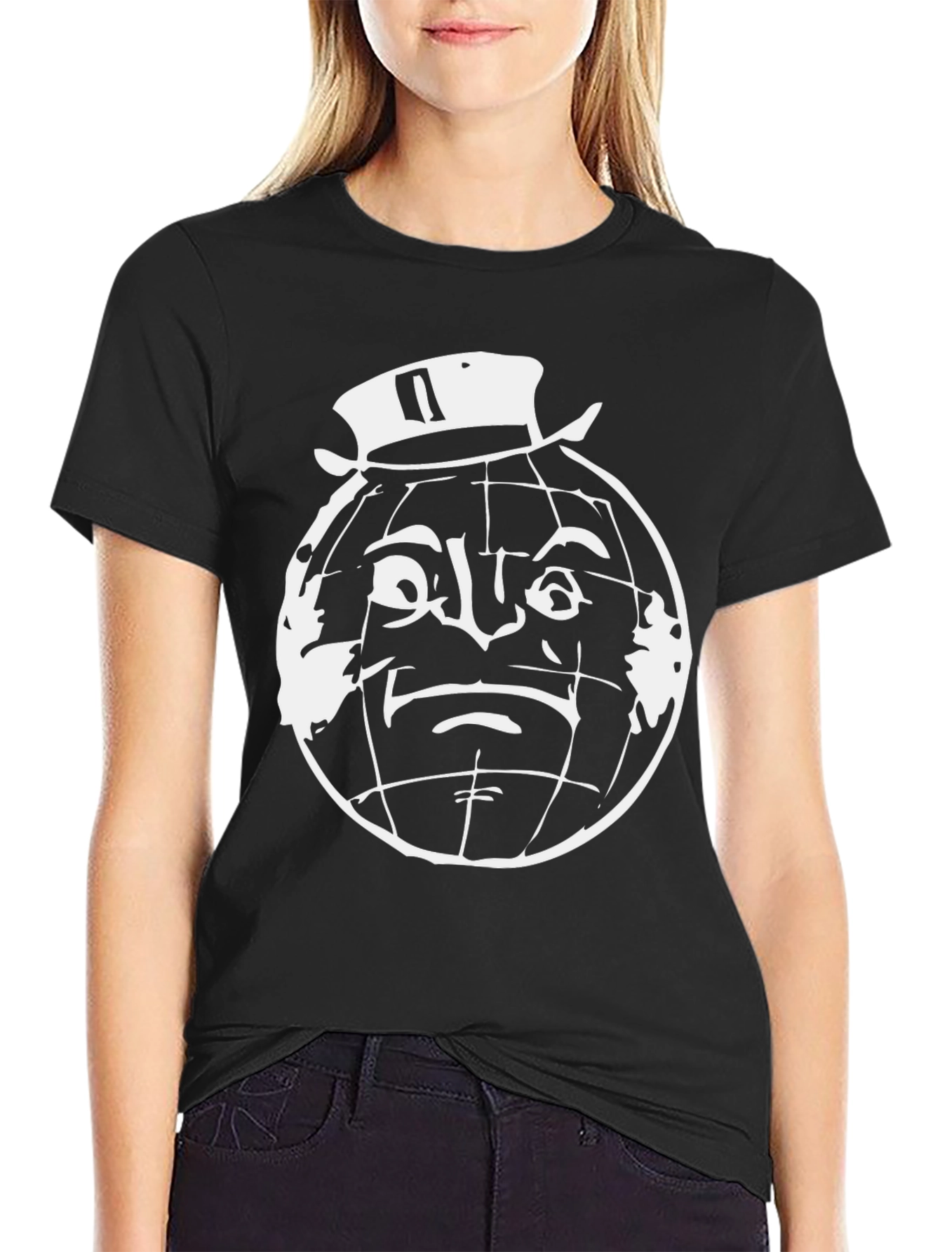 World Face Graphic Tee - Black Cotton Shirt