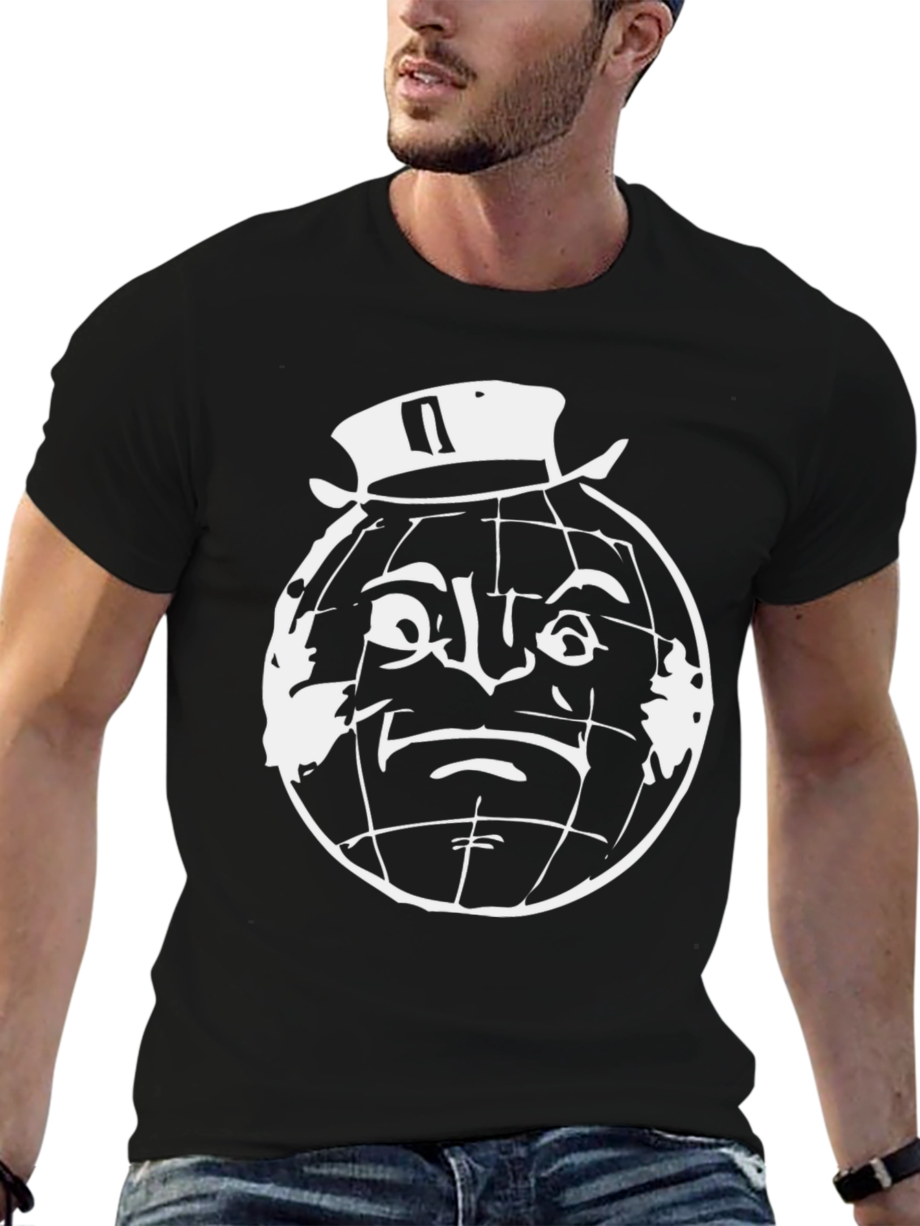 World Face Graphic Tee - Black Cotton Shirt