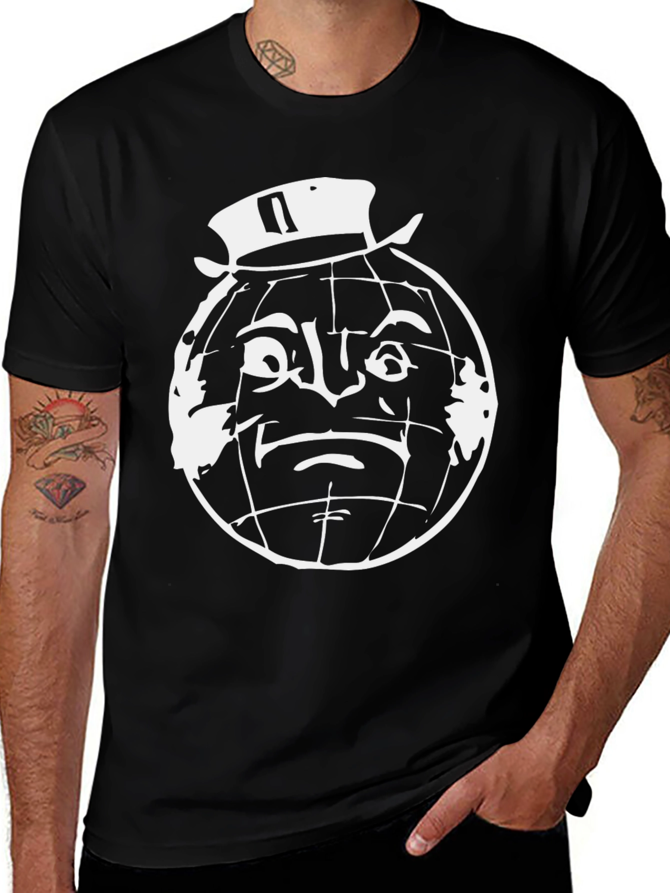 World Face Graphic Tee - Black Cotton Shirt