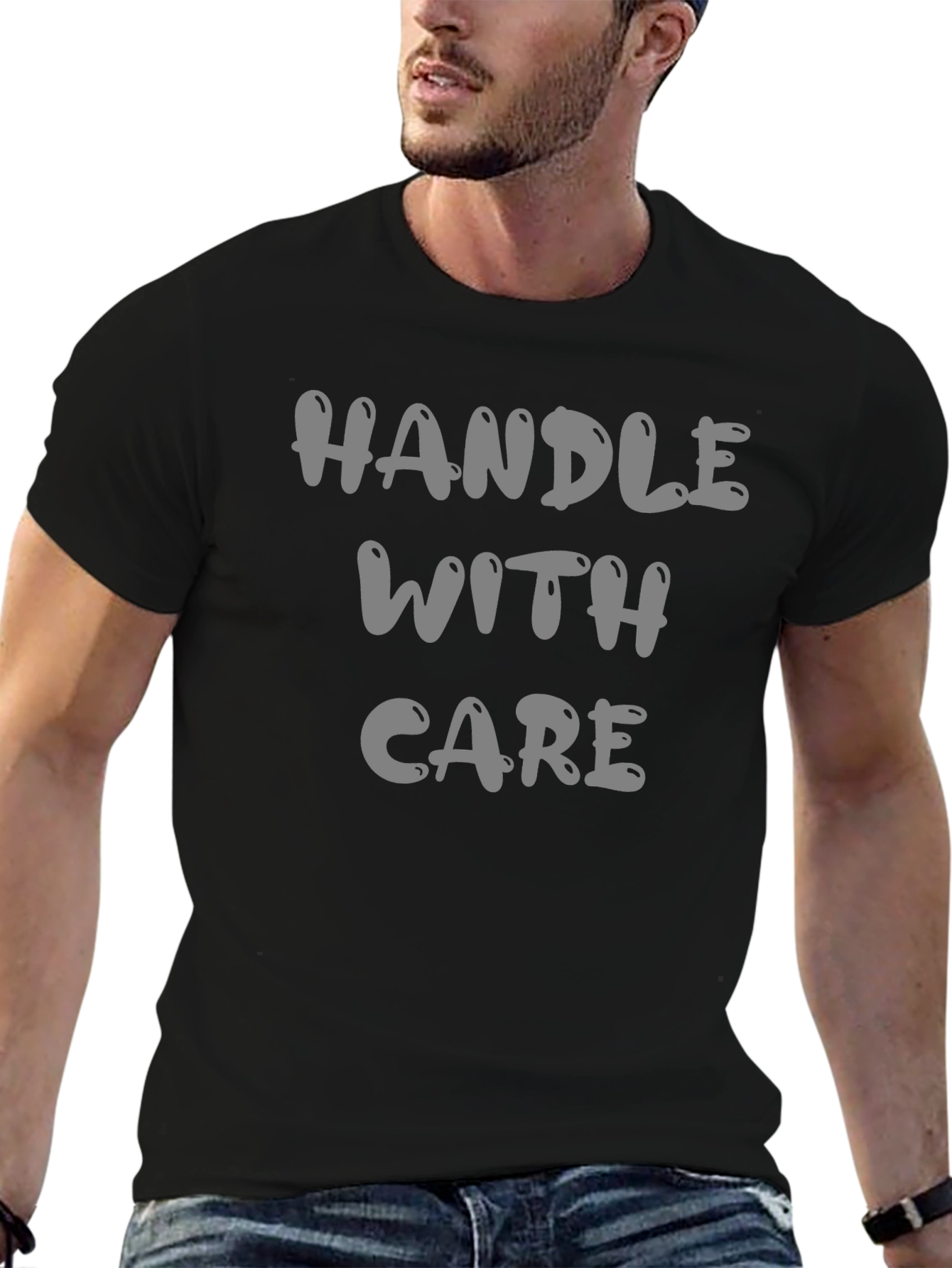 Handle With Care Black Graphic T-Shirt