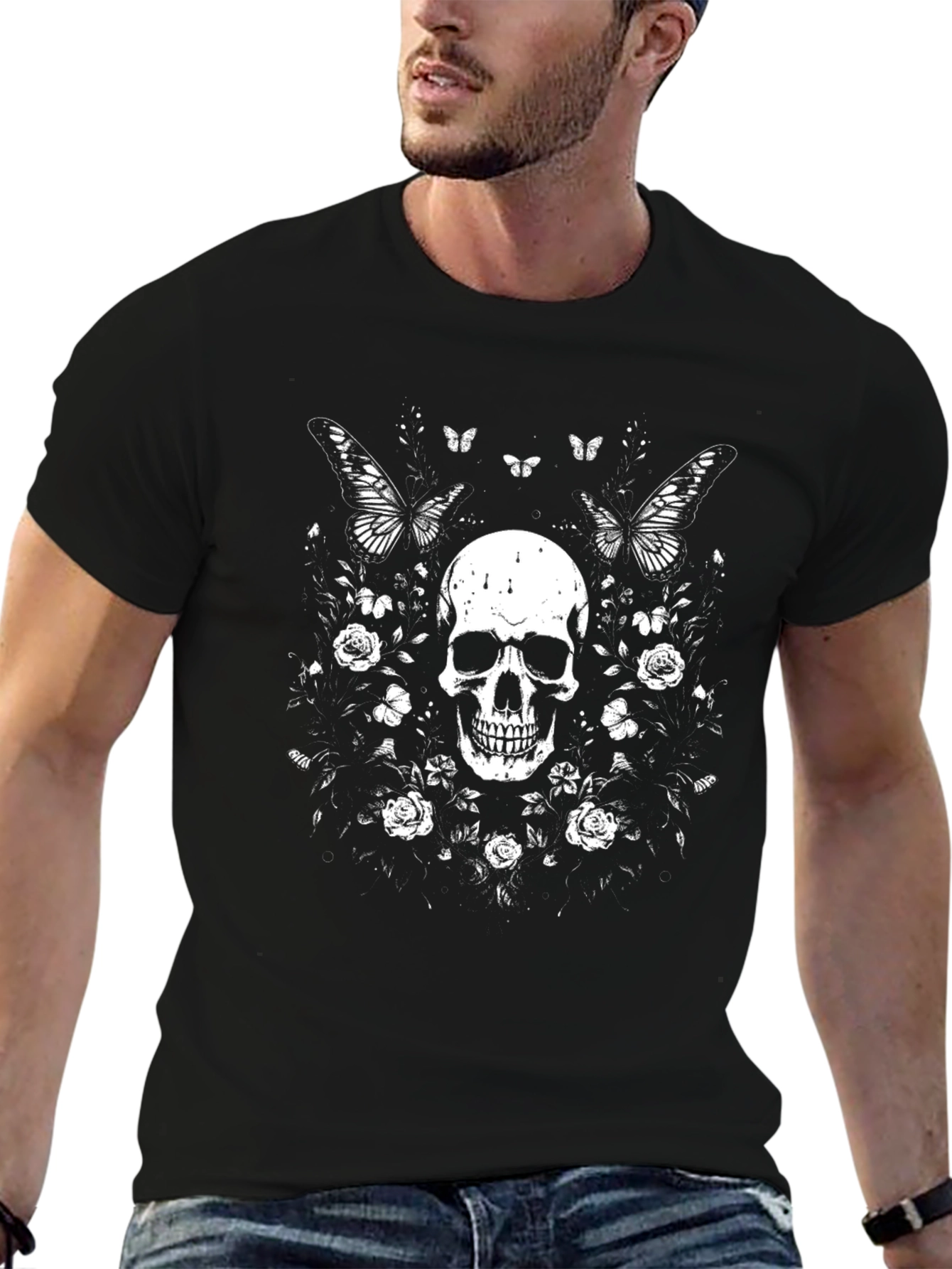 Skull & Butterflies Graphic Tee