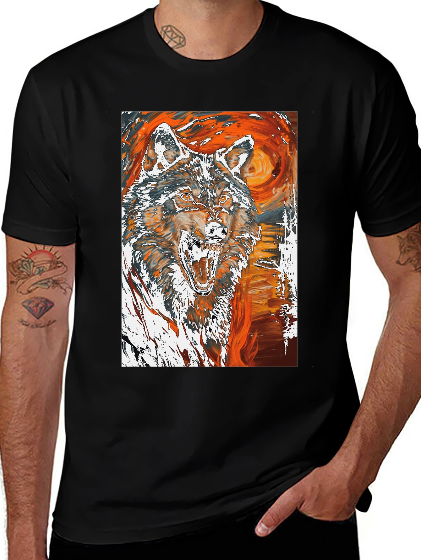 Wolf Graphic Tee - Artistic Print