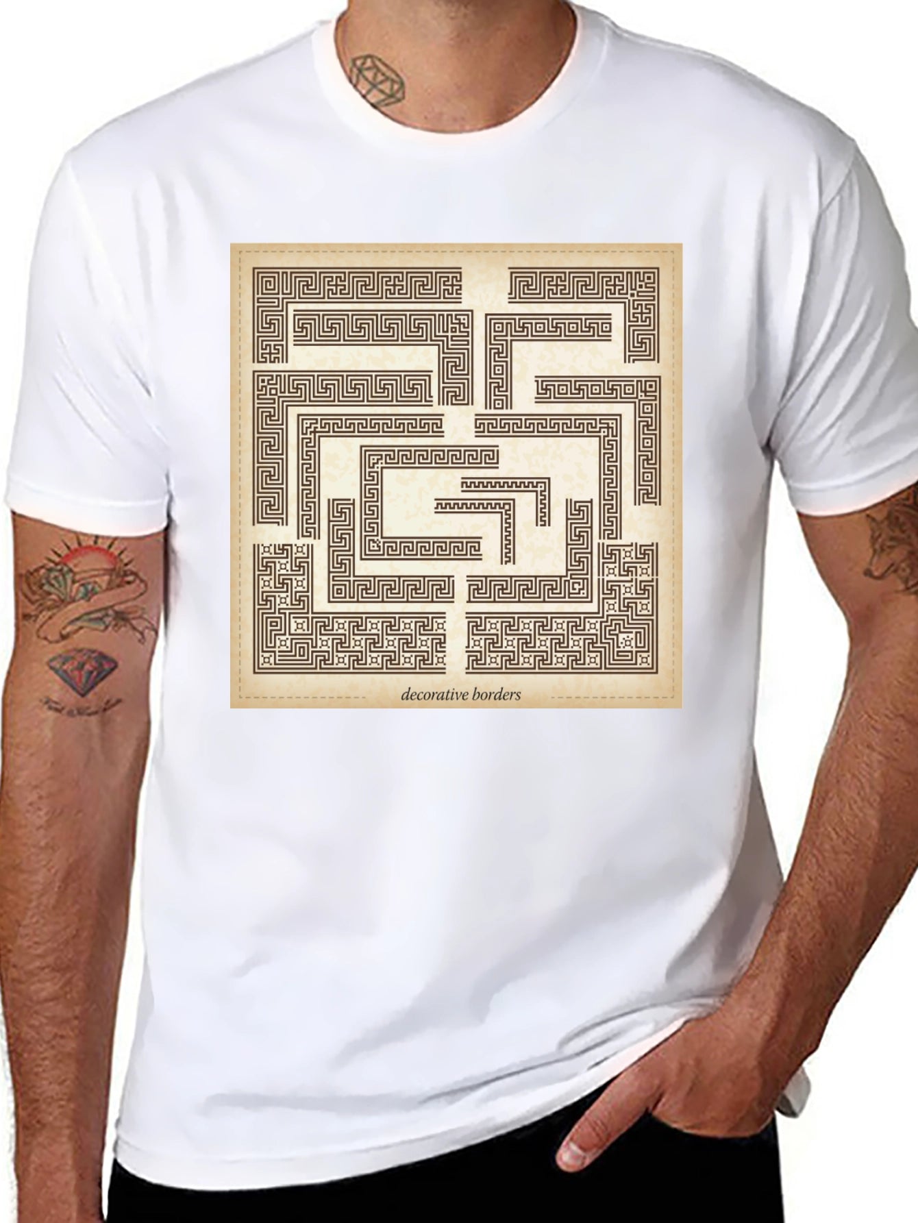 Maze Graphic Print Black Crew Neck Tee