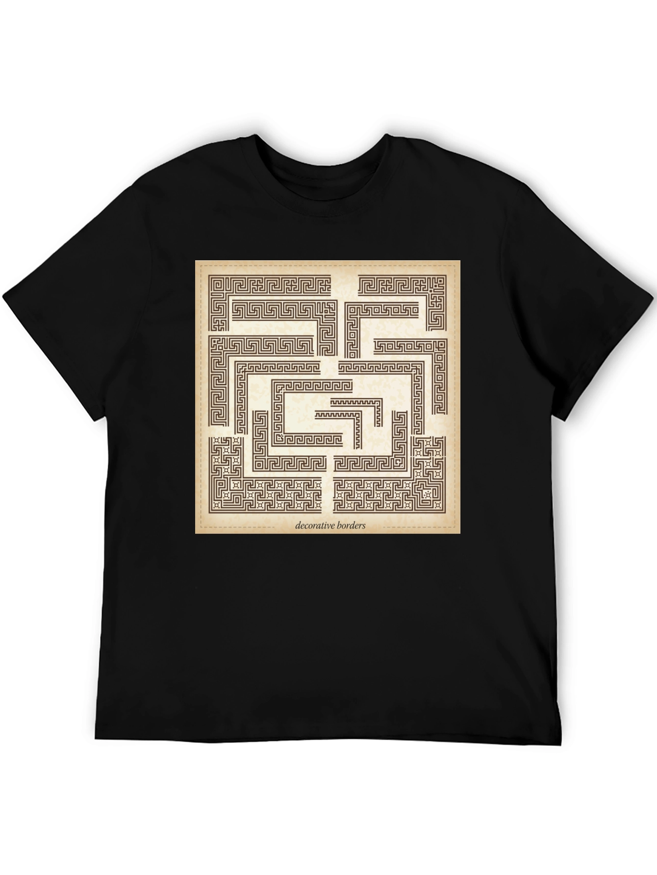 Maze Graphic Print Black Crew Neck Tee