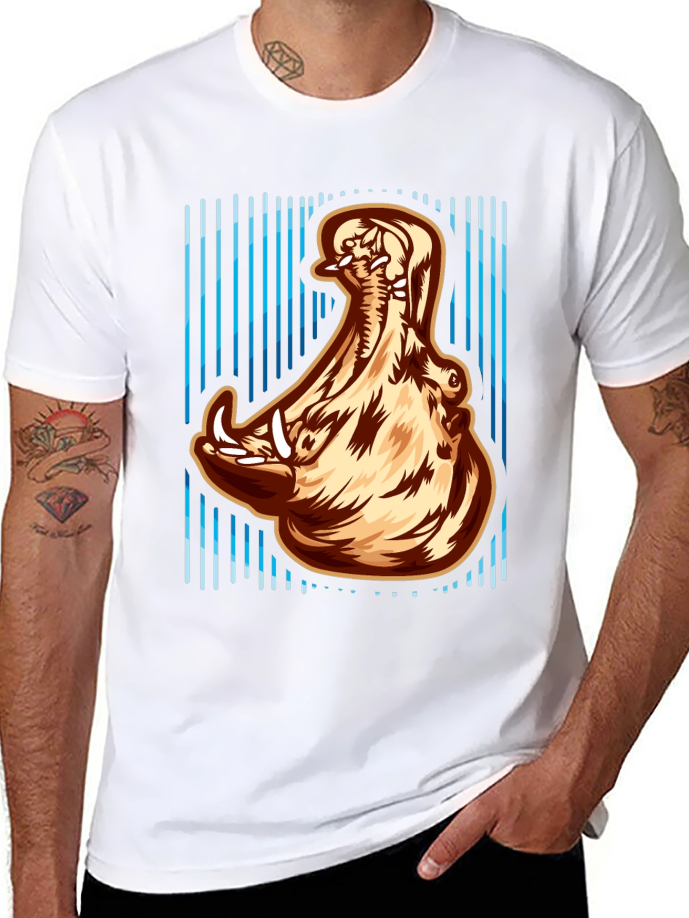 Hippo Open Mouth Graphic Print T-Shirt