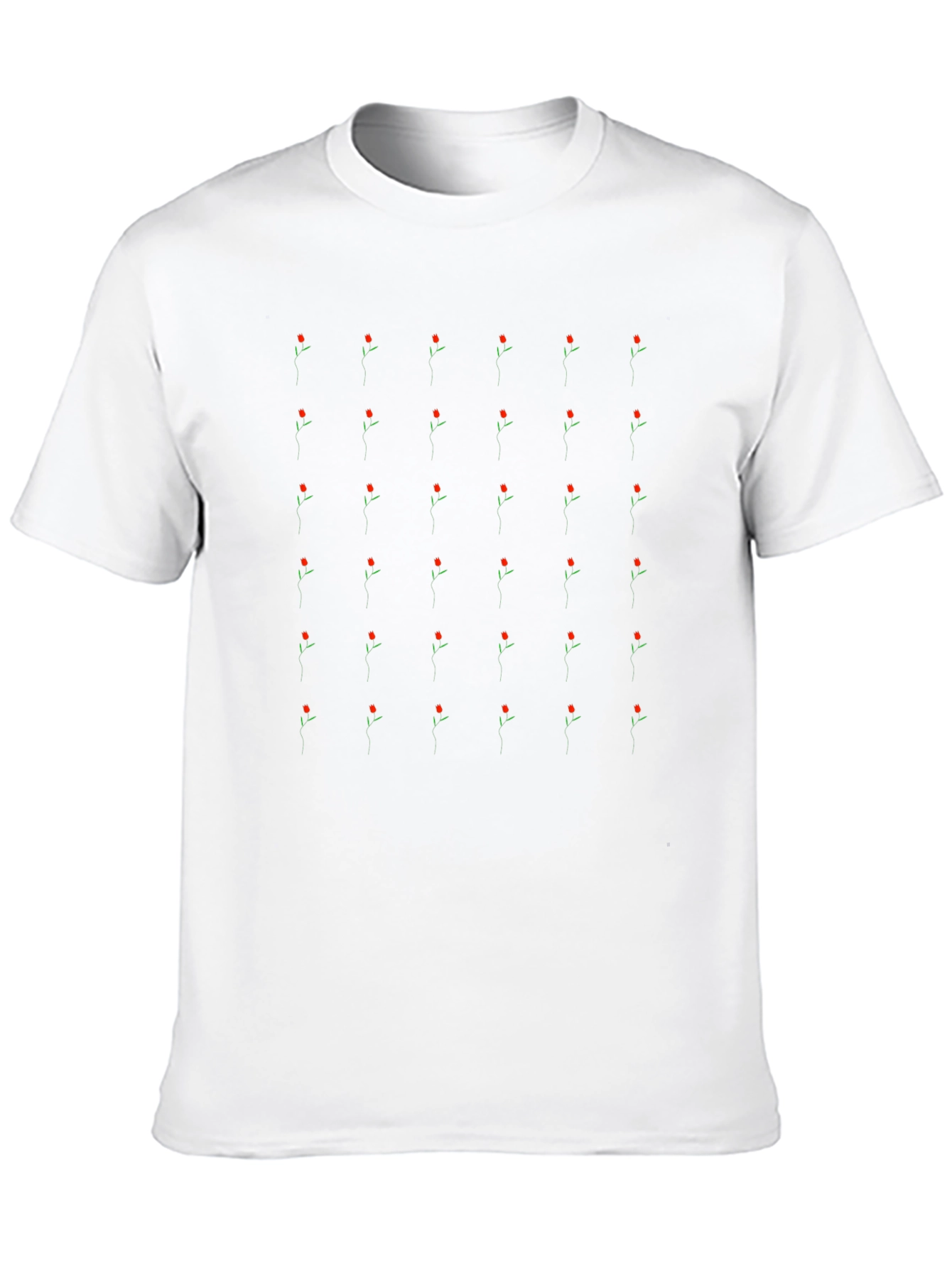 Minimalist Roses Pattern Black T-Shirt