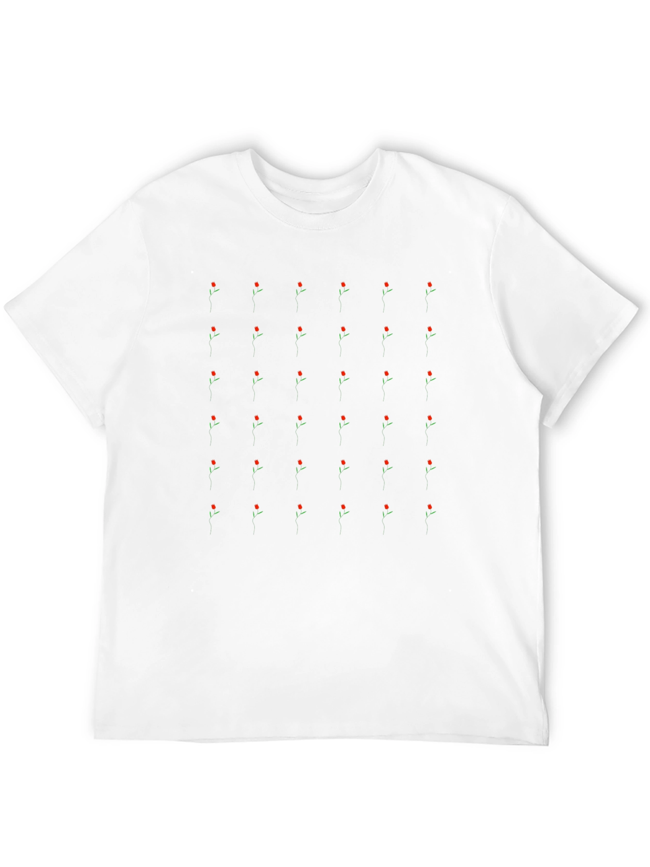 Minimalist Roses Pattern Black T-Shirt