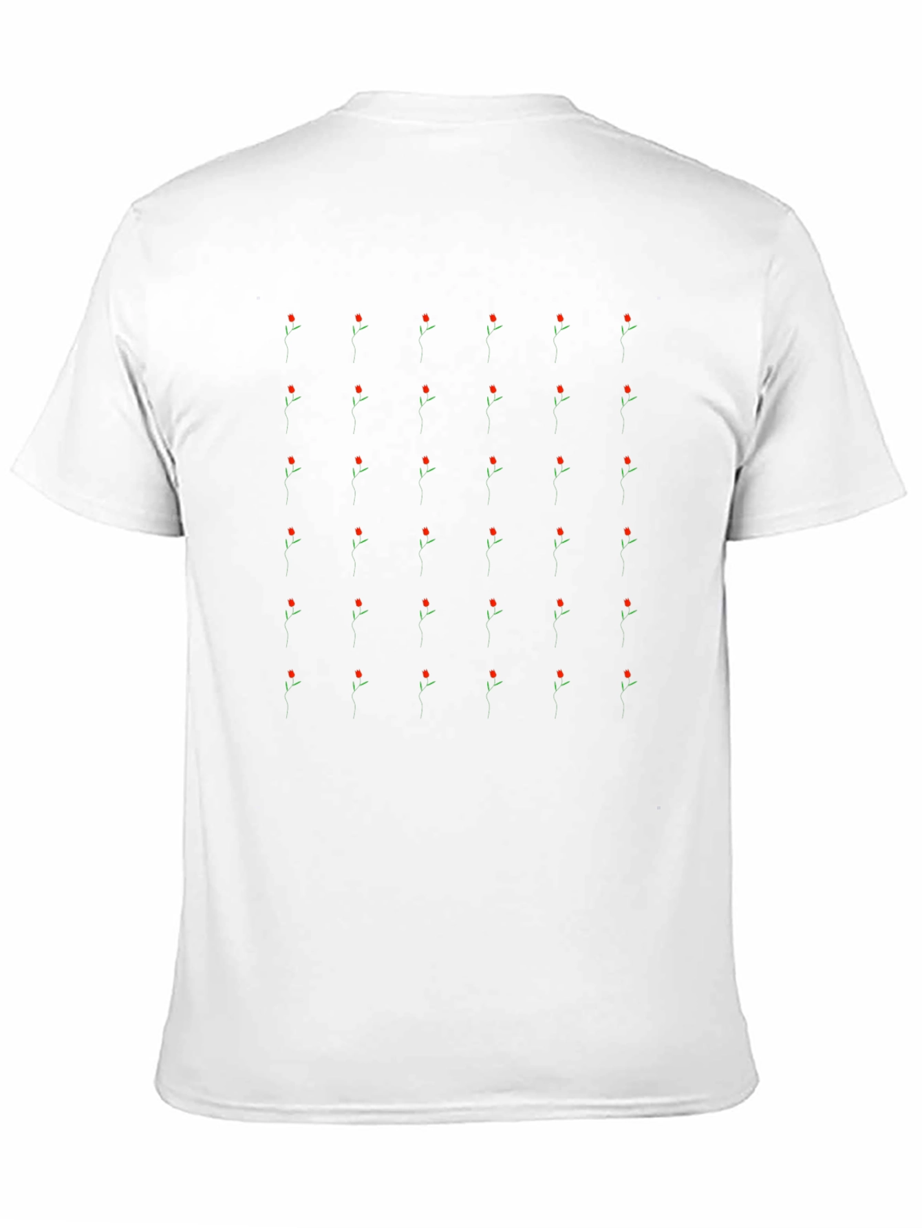 Minimalist Roses Pattern Black T-Shirt