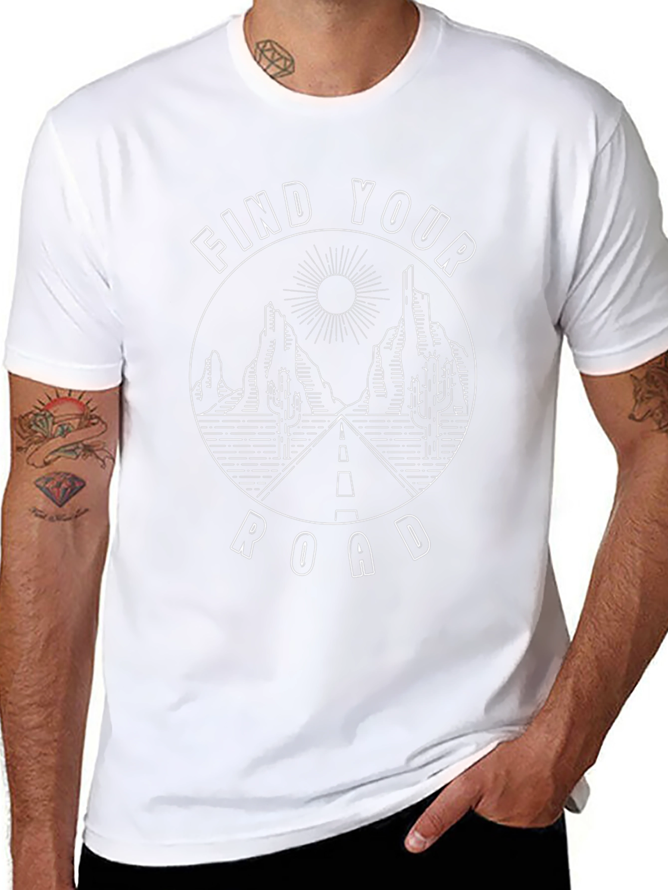 Find Your Road Graphic Tee - Black Cotton Shirt