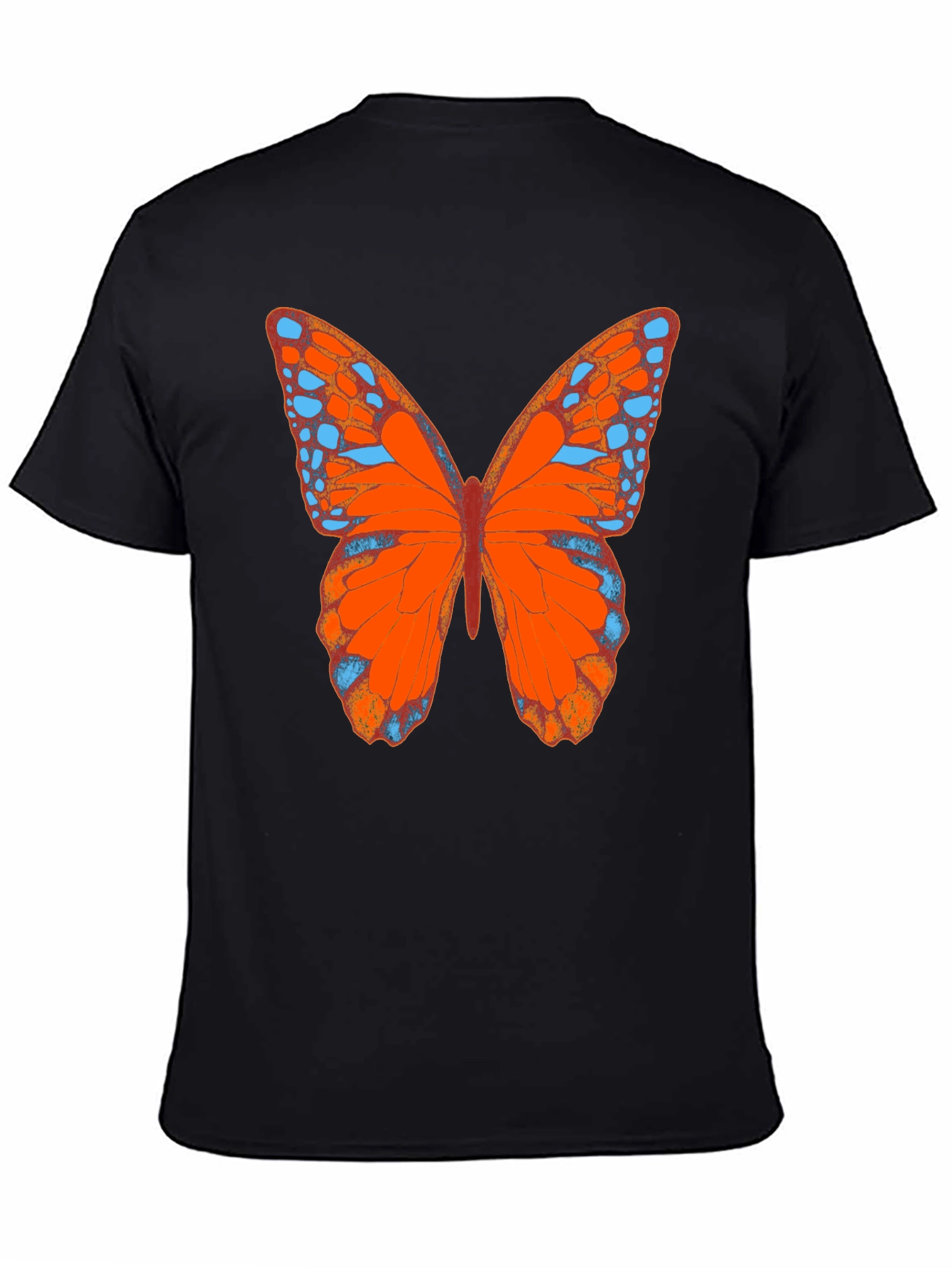 Butterfly Graphic Tee - Black Cotton Casual Shirt