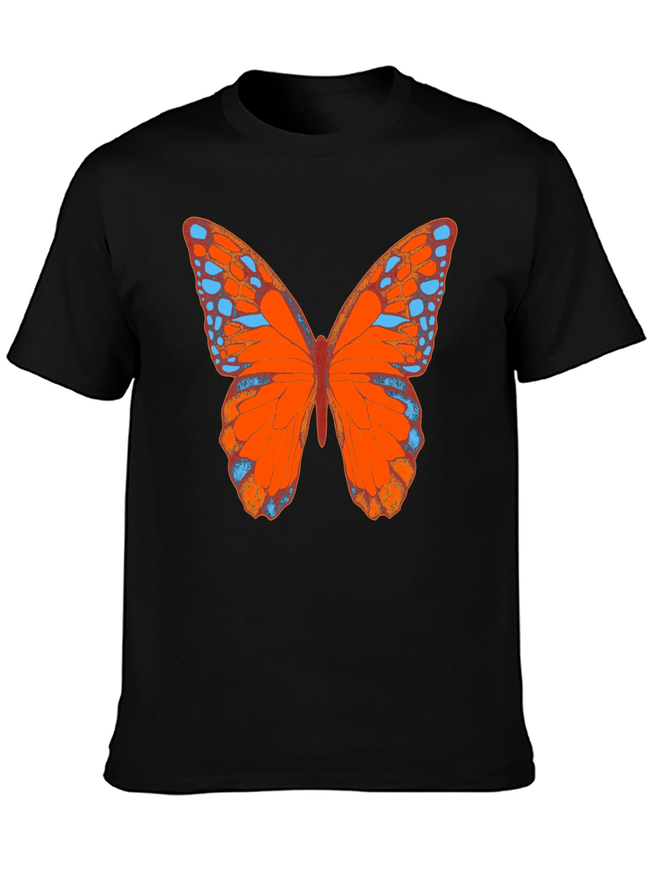 Butterfly Graphic Tee - Black Cotton Casual Shirt
