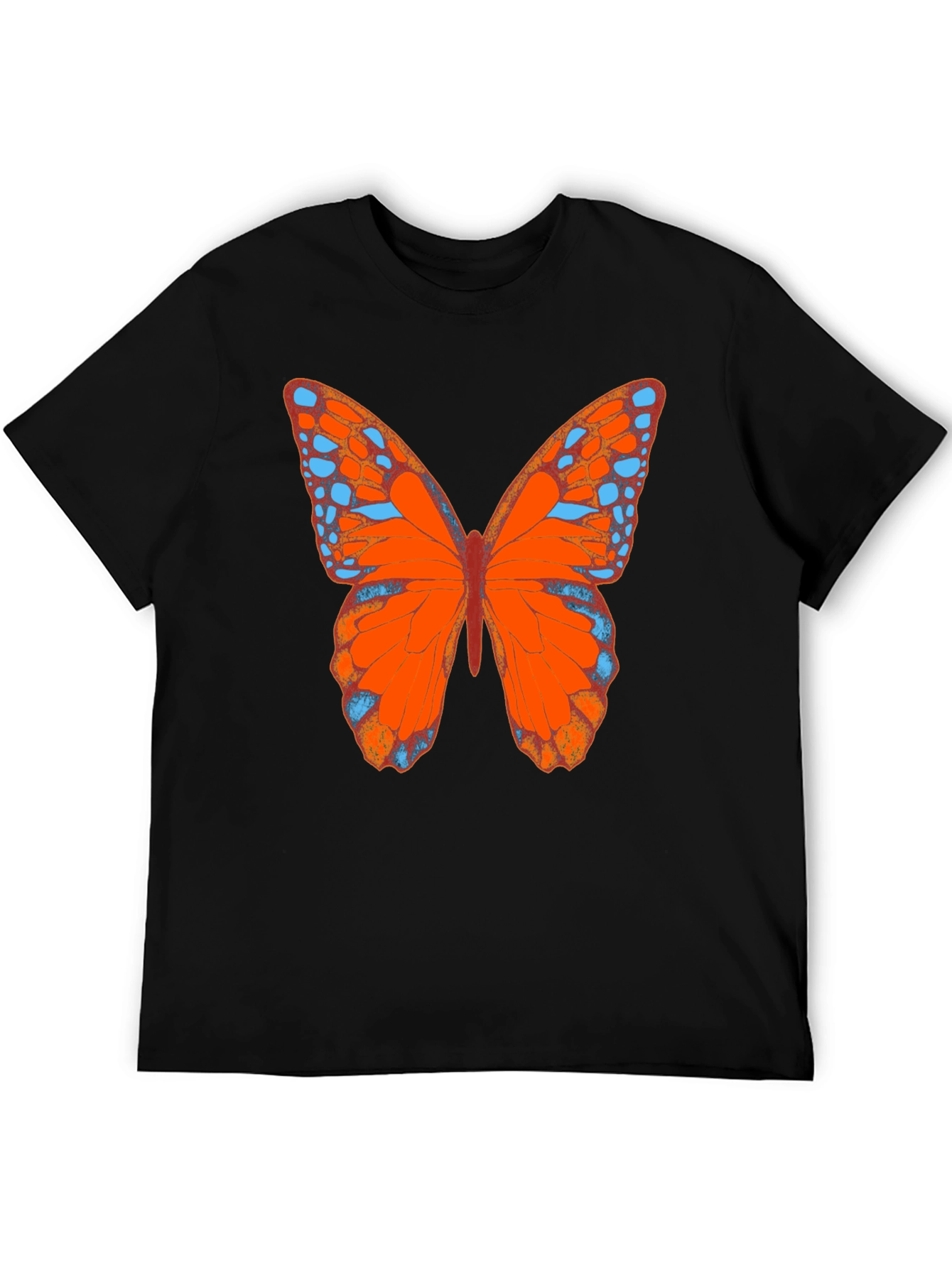 Butterfly Graphic Tee - Black Cotton Casual Shirt