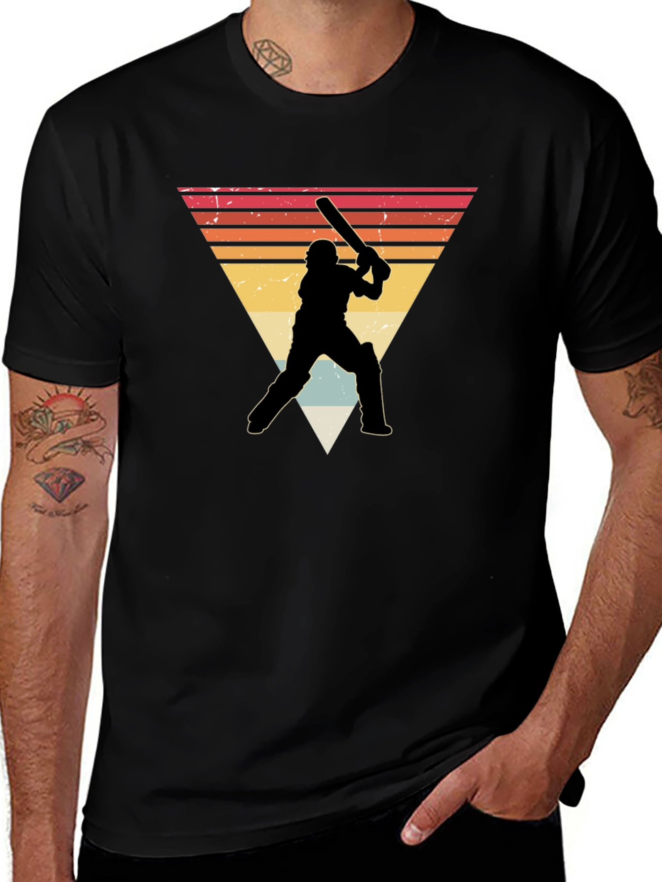 Retro Cricket Player Graphic Tee